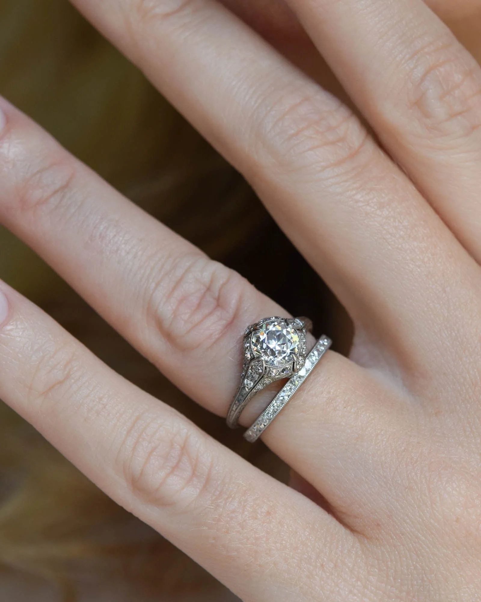 Art Deco 1.09 Carat Old European Cut Diamond Engagement Ring - Image 2