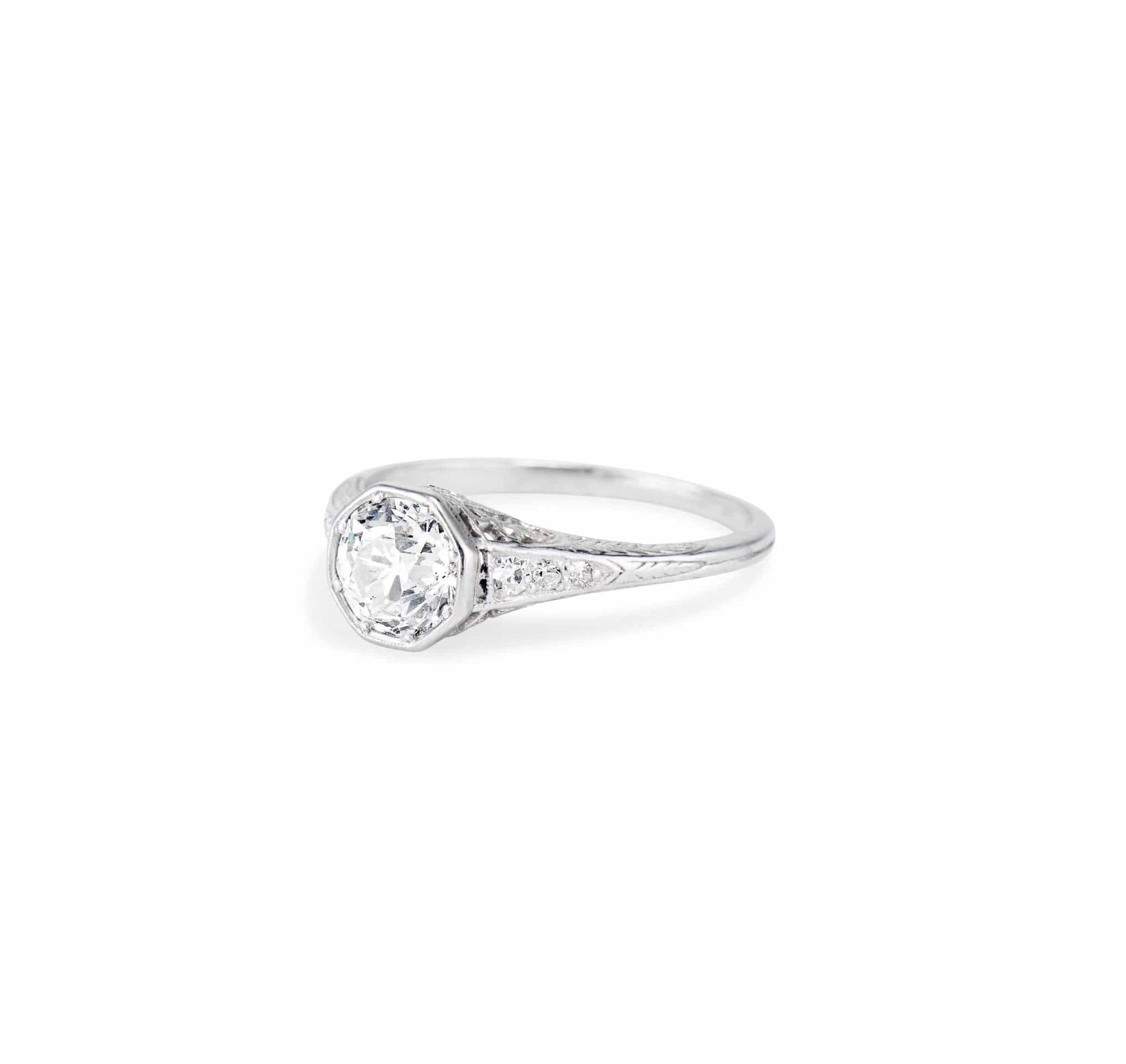 Art Deco 1.10 Carat Old European Cut Diamond Solitaire Engagement Ring - Image 2