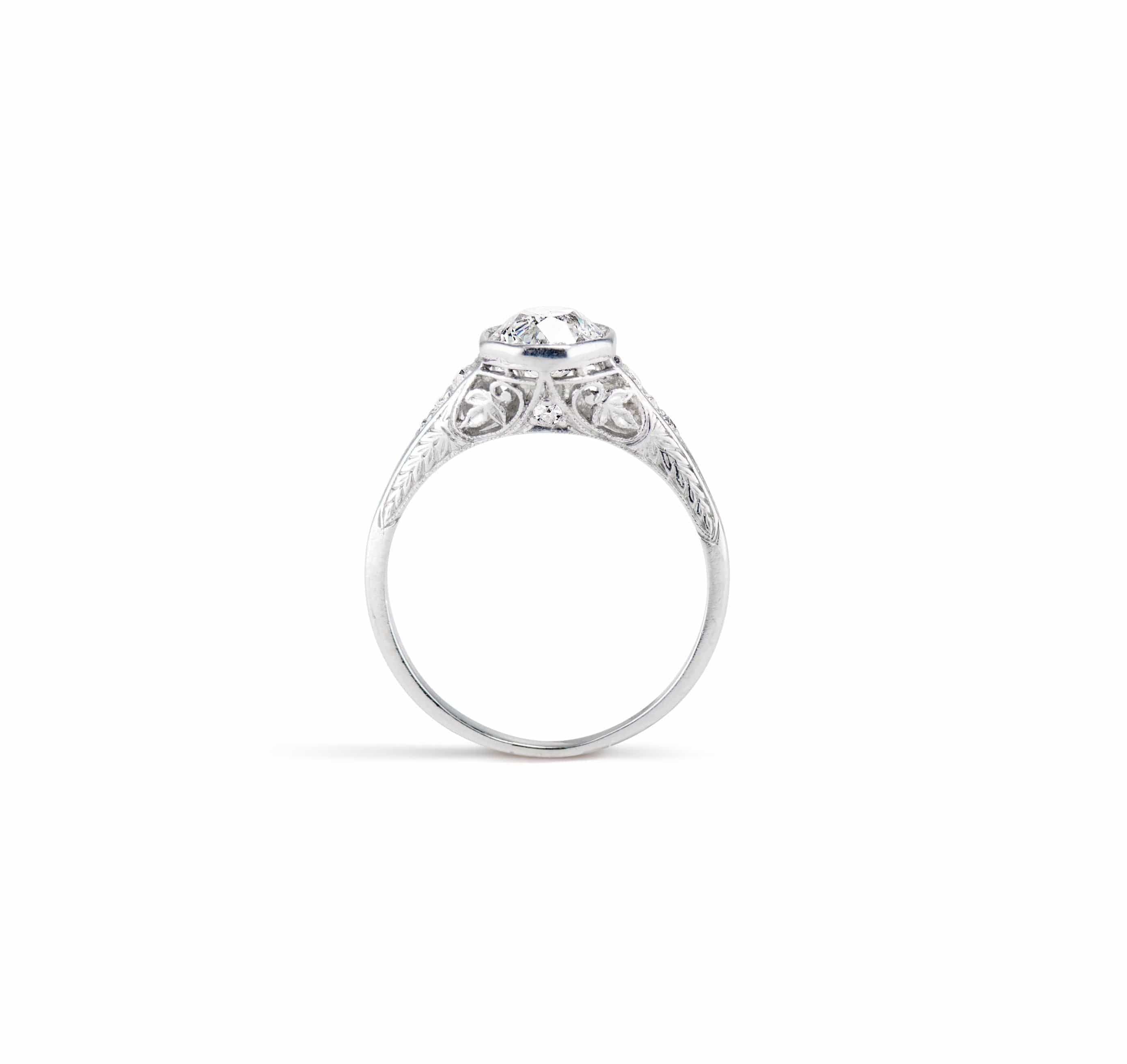 Art Deco 1.10 Carat Old European Cut Diamond Solitaire Engagement Ring - Image 4