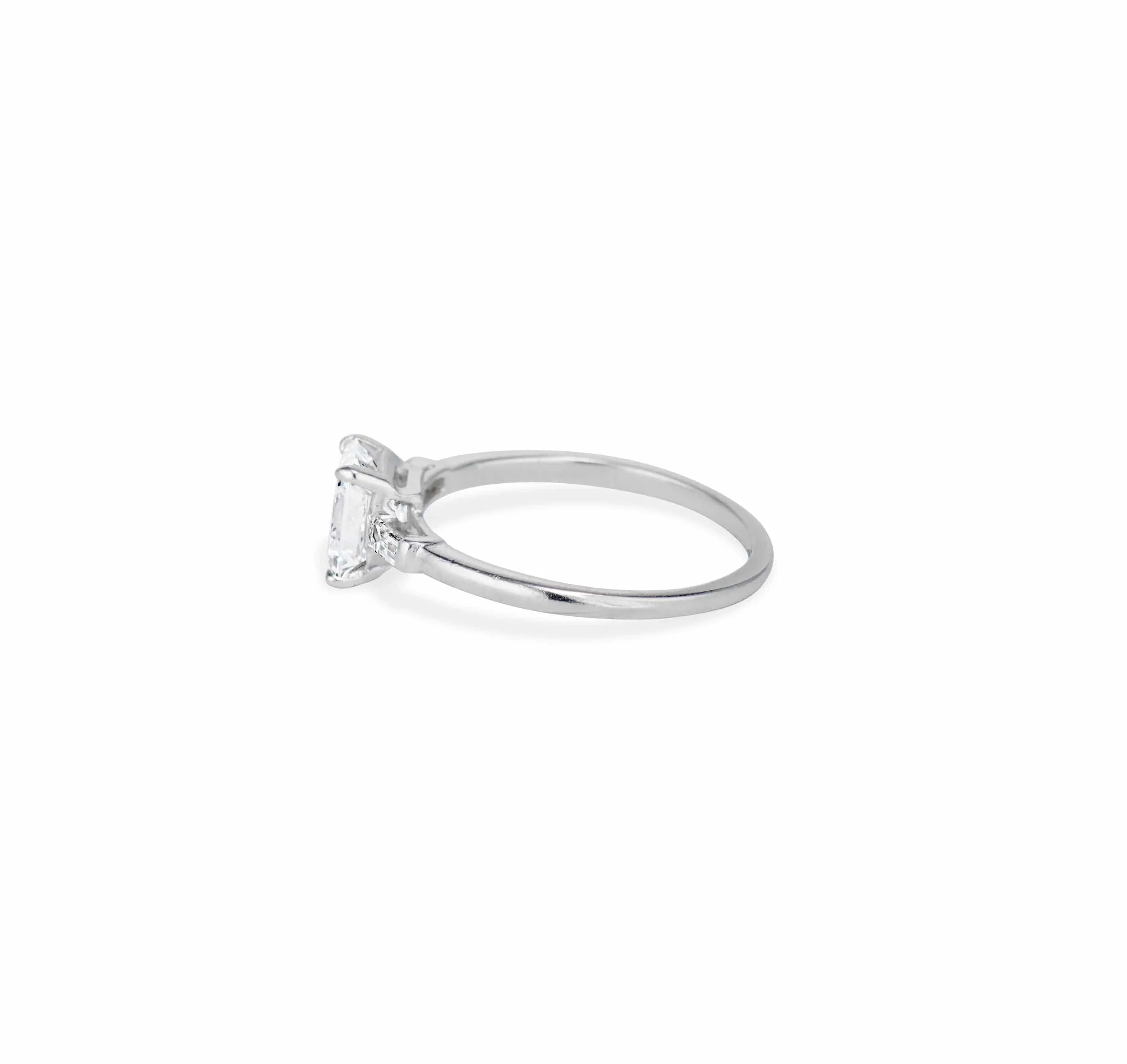 Art Deco 1.11 Carat Emerald Cut Diamond Engagement Ring - Image 3