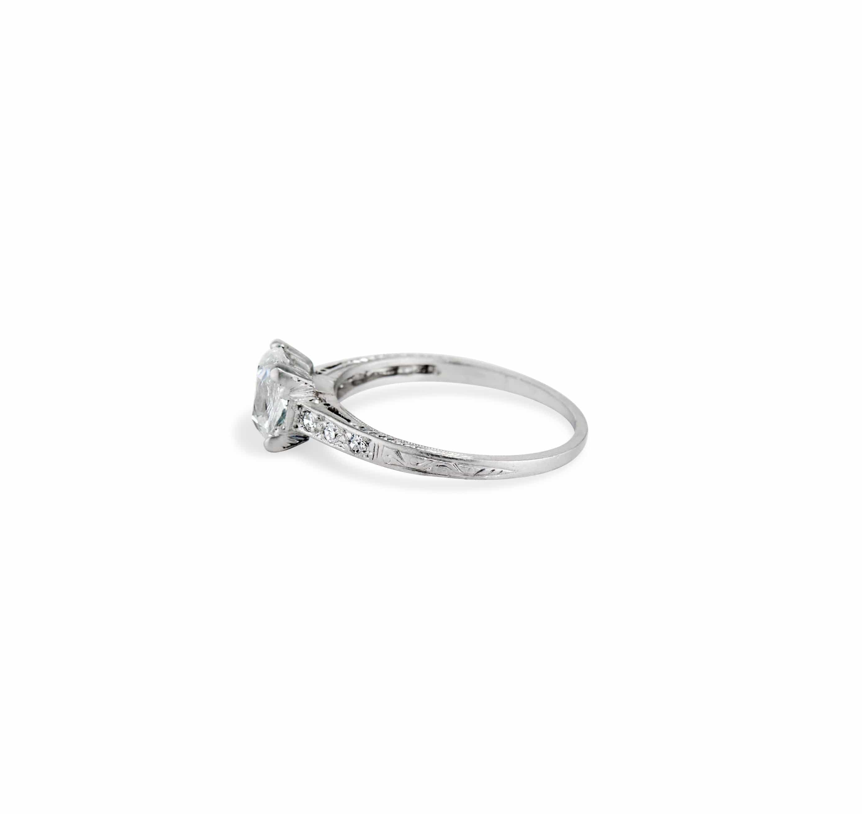 Art Deco 1.16 Cushion Cut Diamond Engagement Ring - Image 3