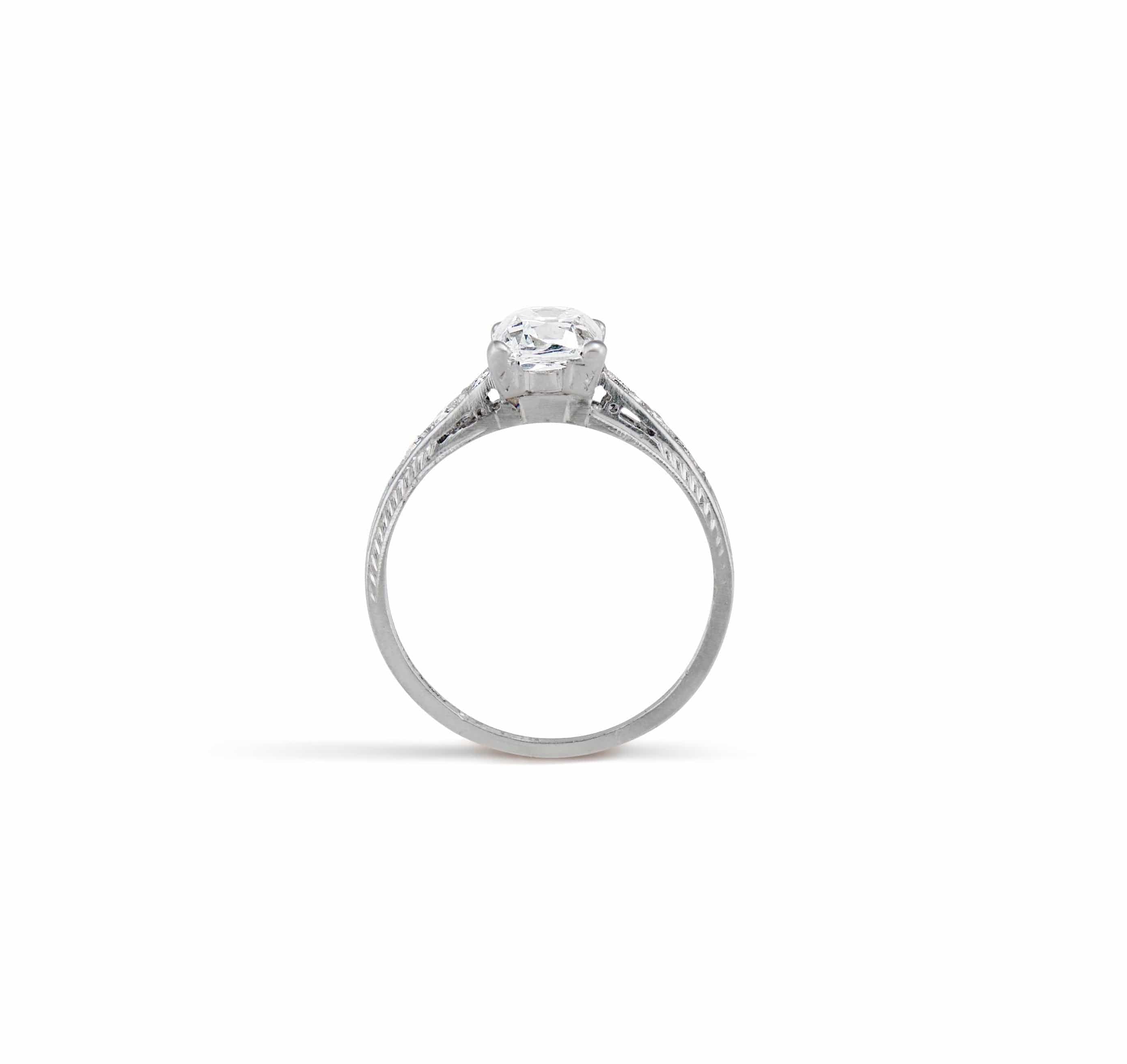Art Deco 1.16 Cushion Cut Diamond Engagement Ring - Image 4