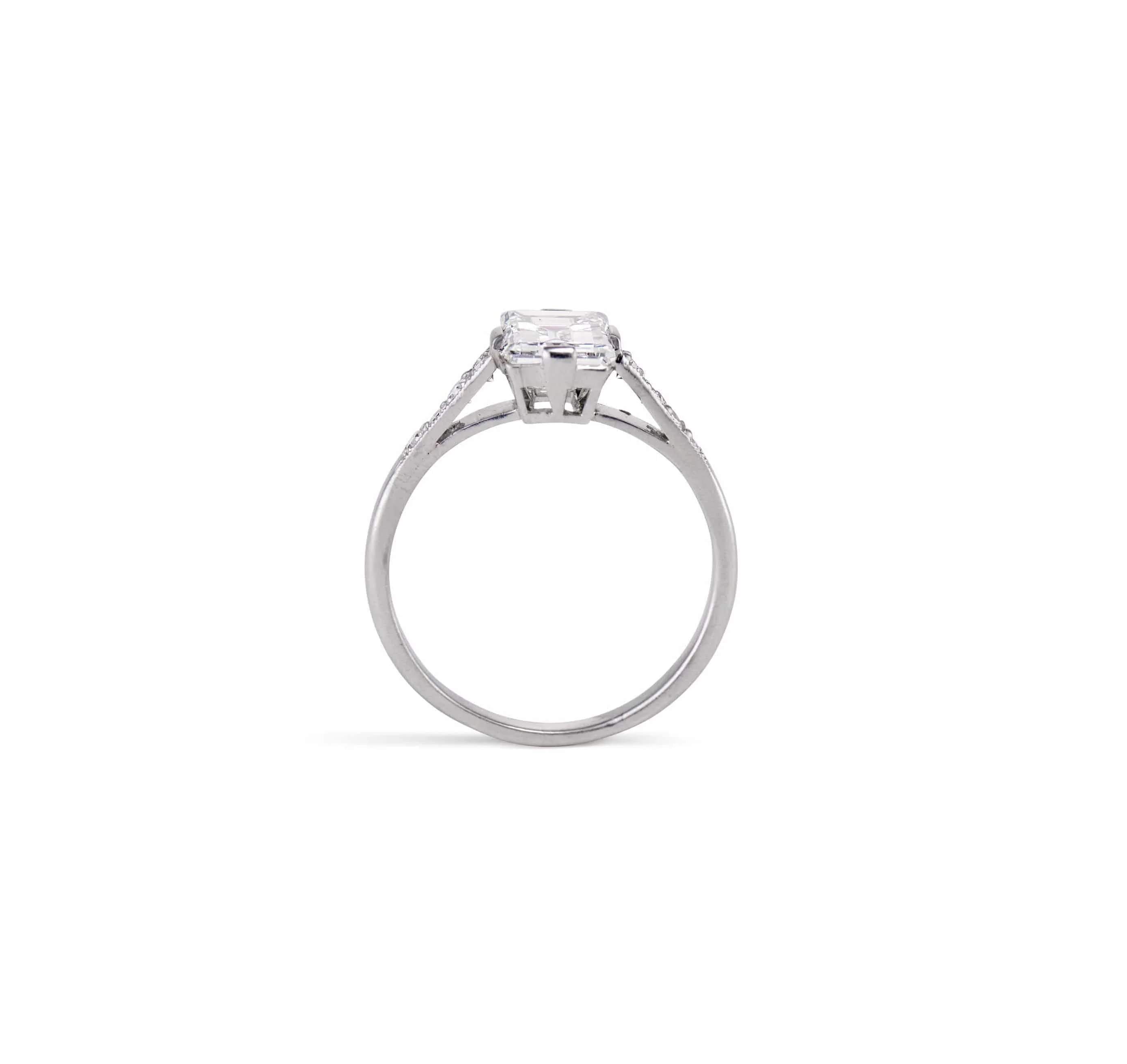 Art Deco 1.17 Rectangular Step Cut Diamond Engagement Ring - Image 4