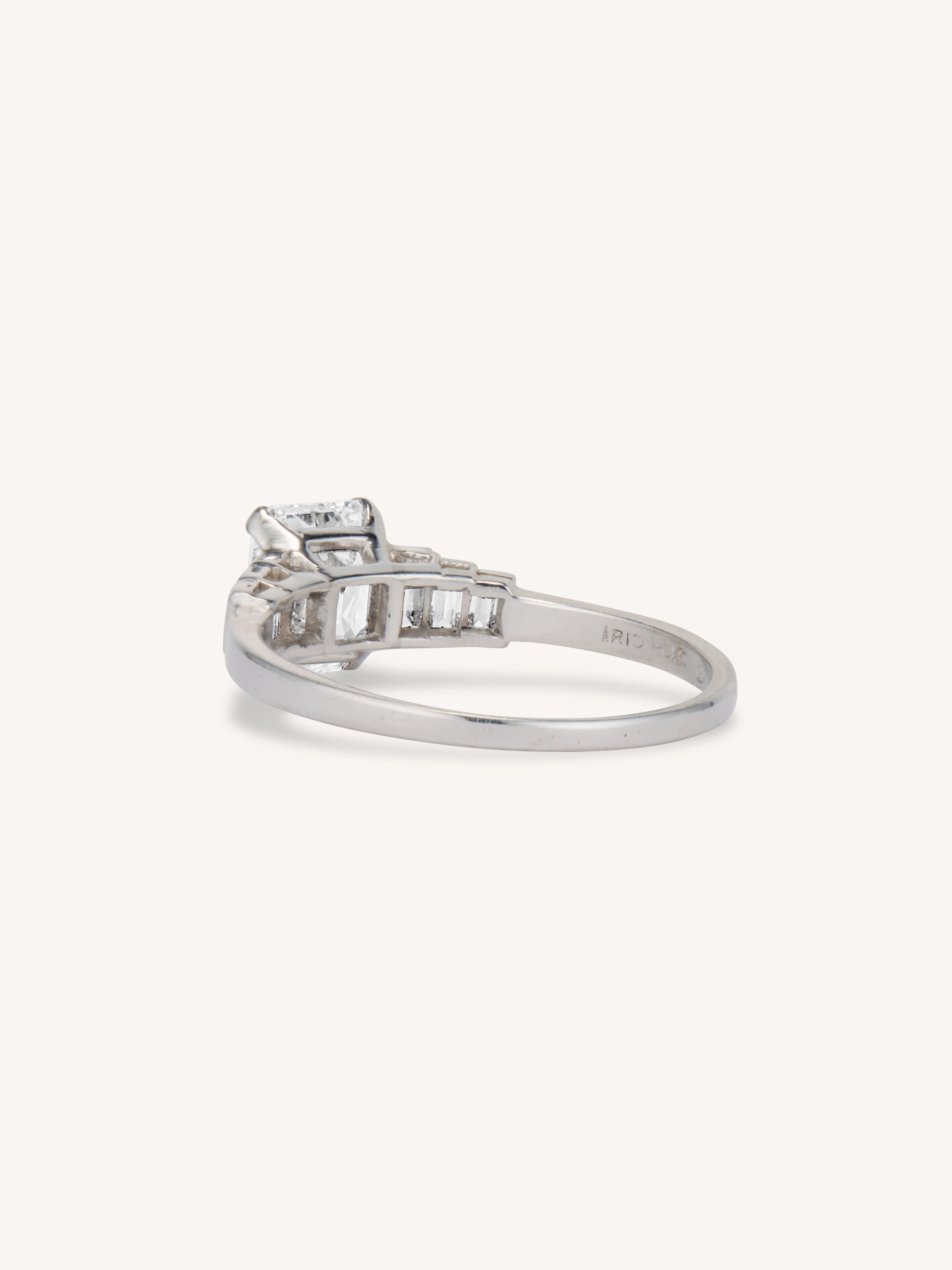 Art Deco 1.23 Carat Emerald Cut Diamond Vintage Engagement Ring - Image 4