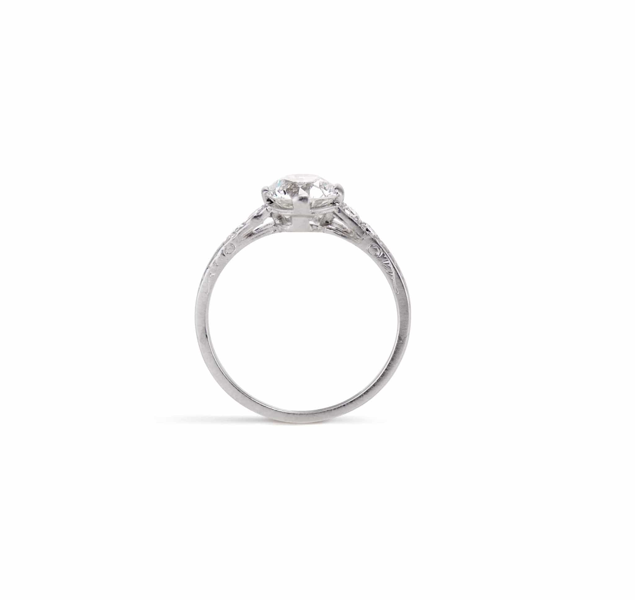 Art Deco 1.26 Carat Old European Cut Diamond Engagement Ring - Image 4