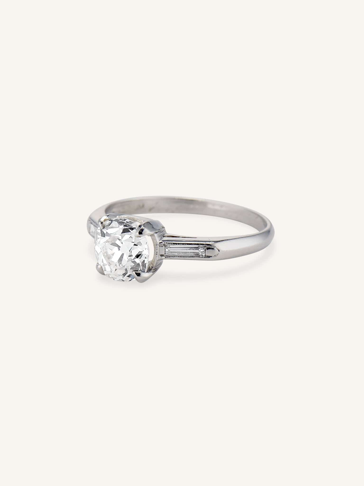 Art Deco 1.29 Carat Old European Cut Diamond Engagement Ring - Image 2