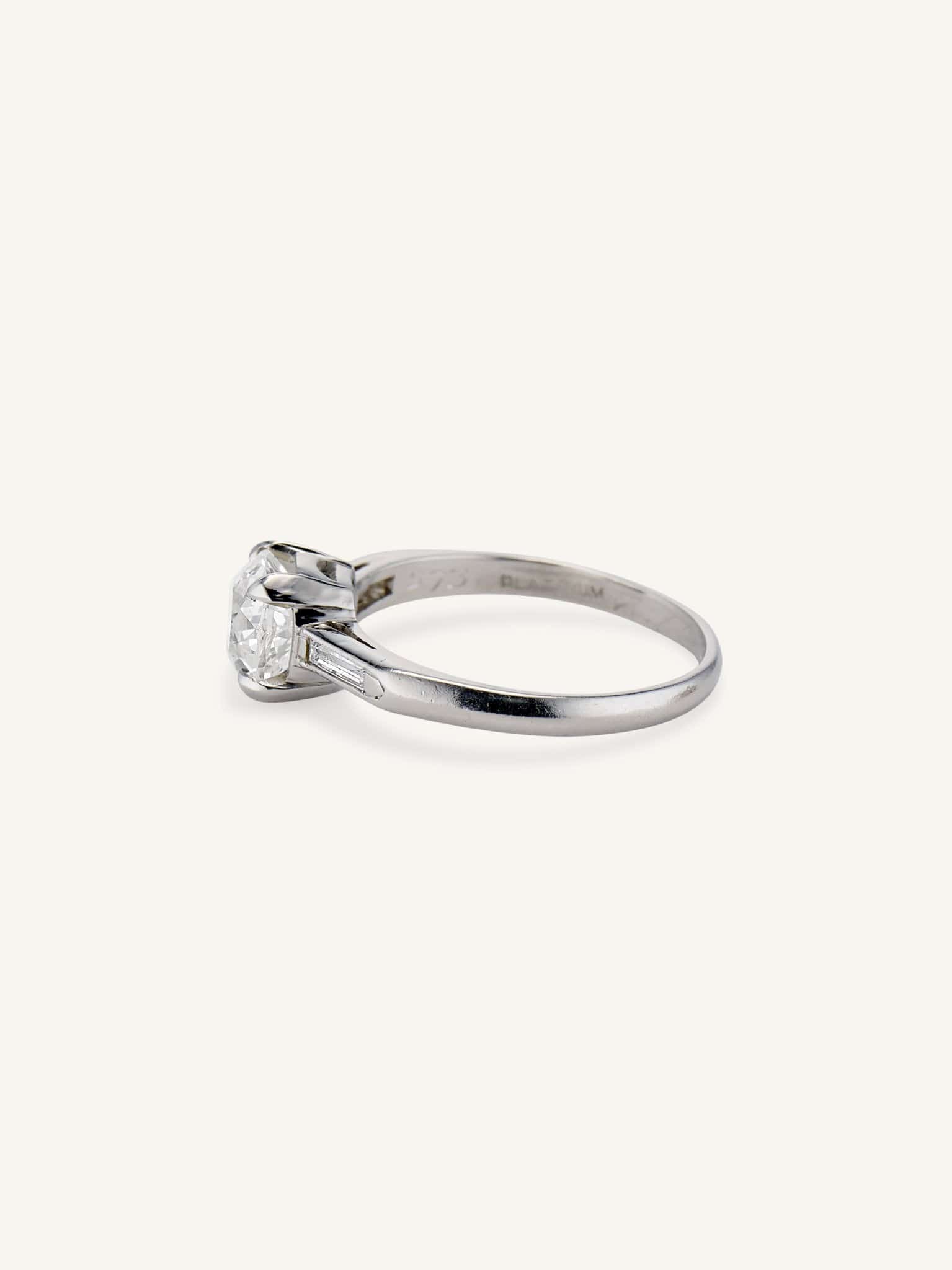 Art Deco 1.29 Carat Old European Cut Diamond Engagement Ring - Image 3