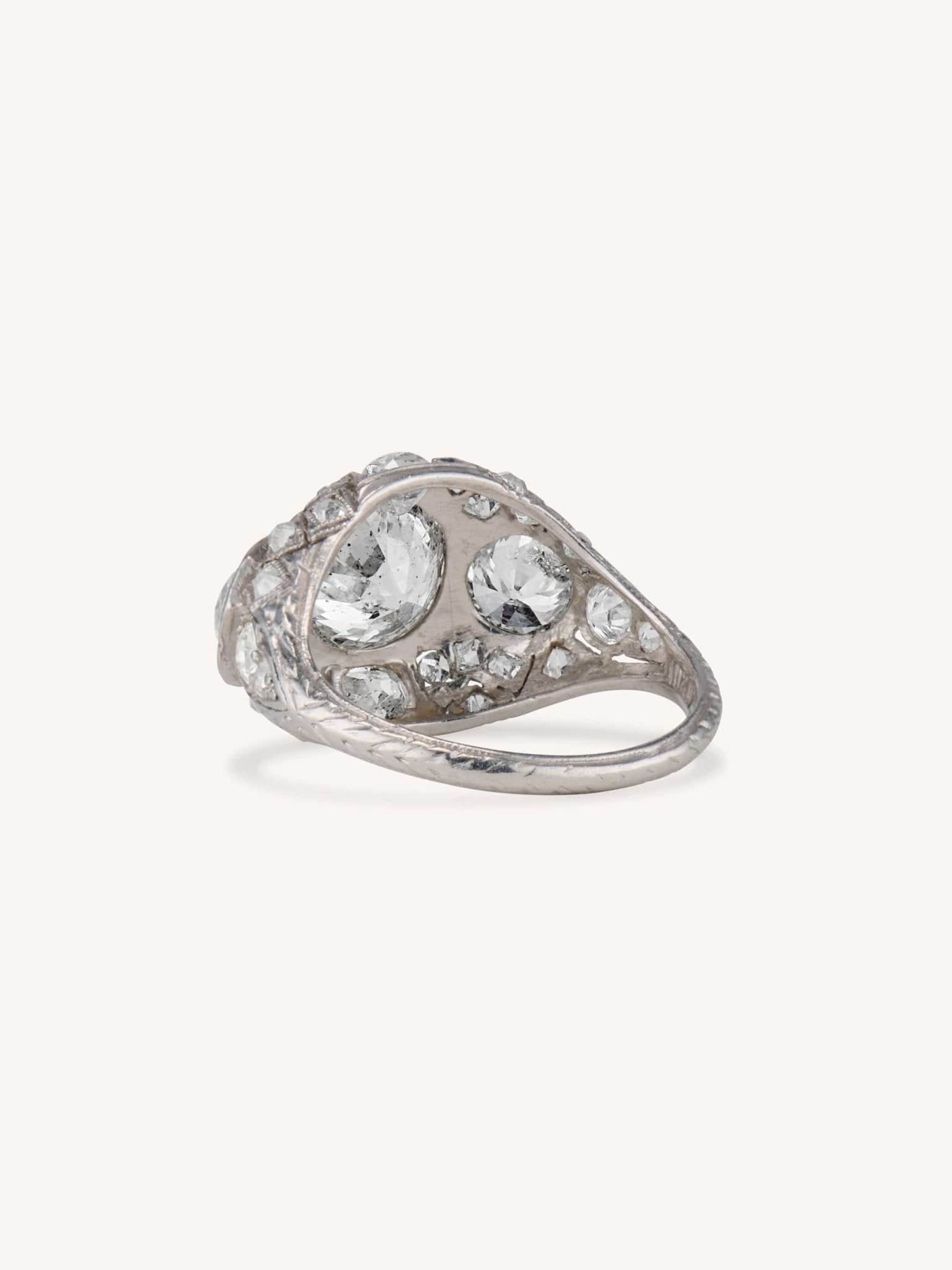 Art Deco 1.60 Carat Old European Cut Diamond Domed Ring - Image 5