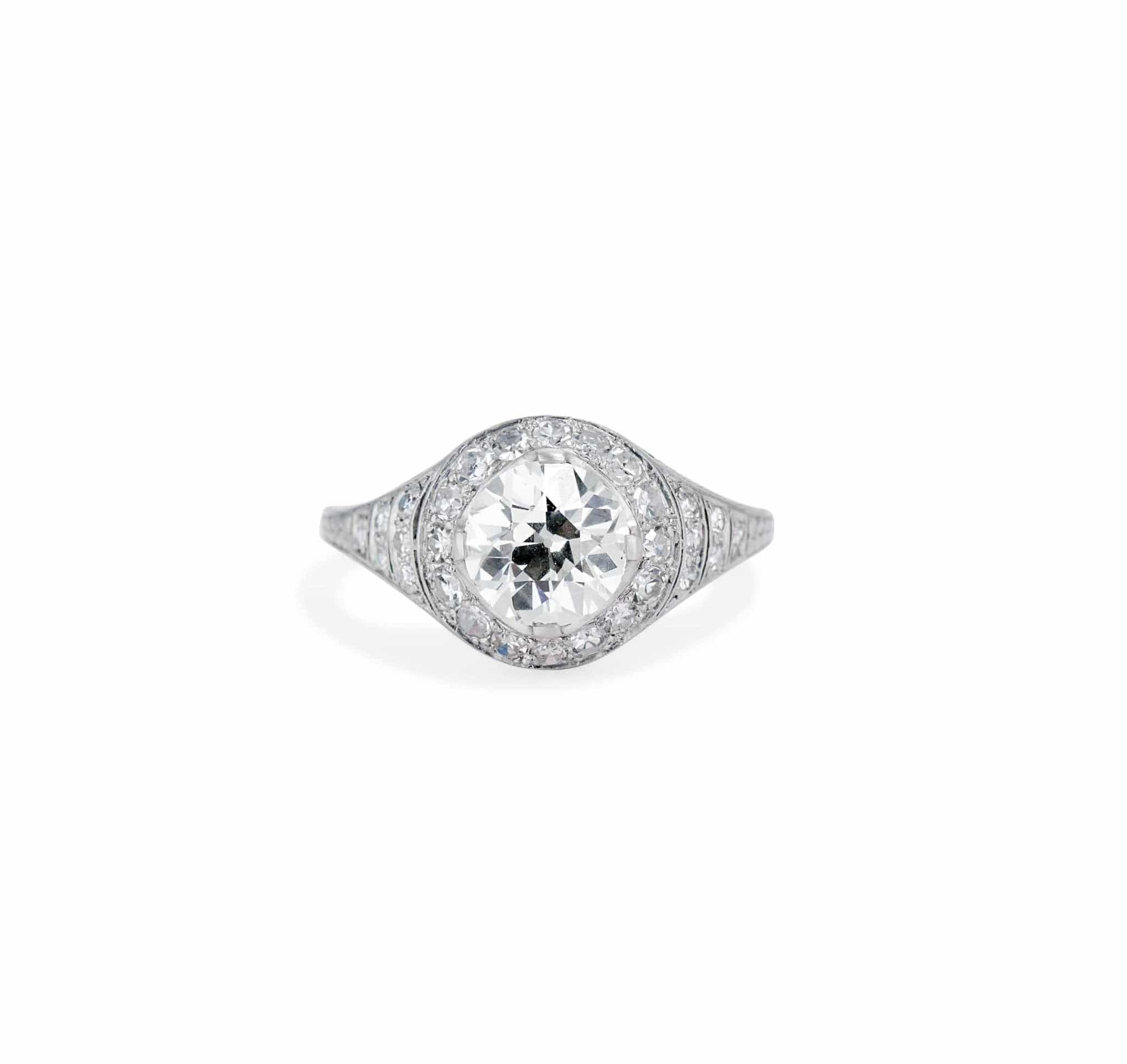 Art Deco 1.71 Carat Old European Cut Diamond Ring - Image 2