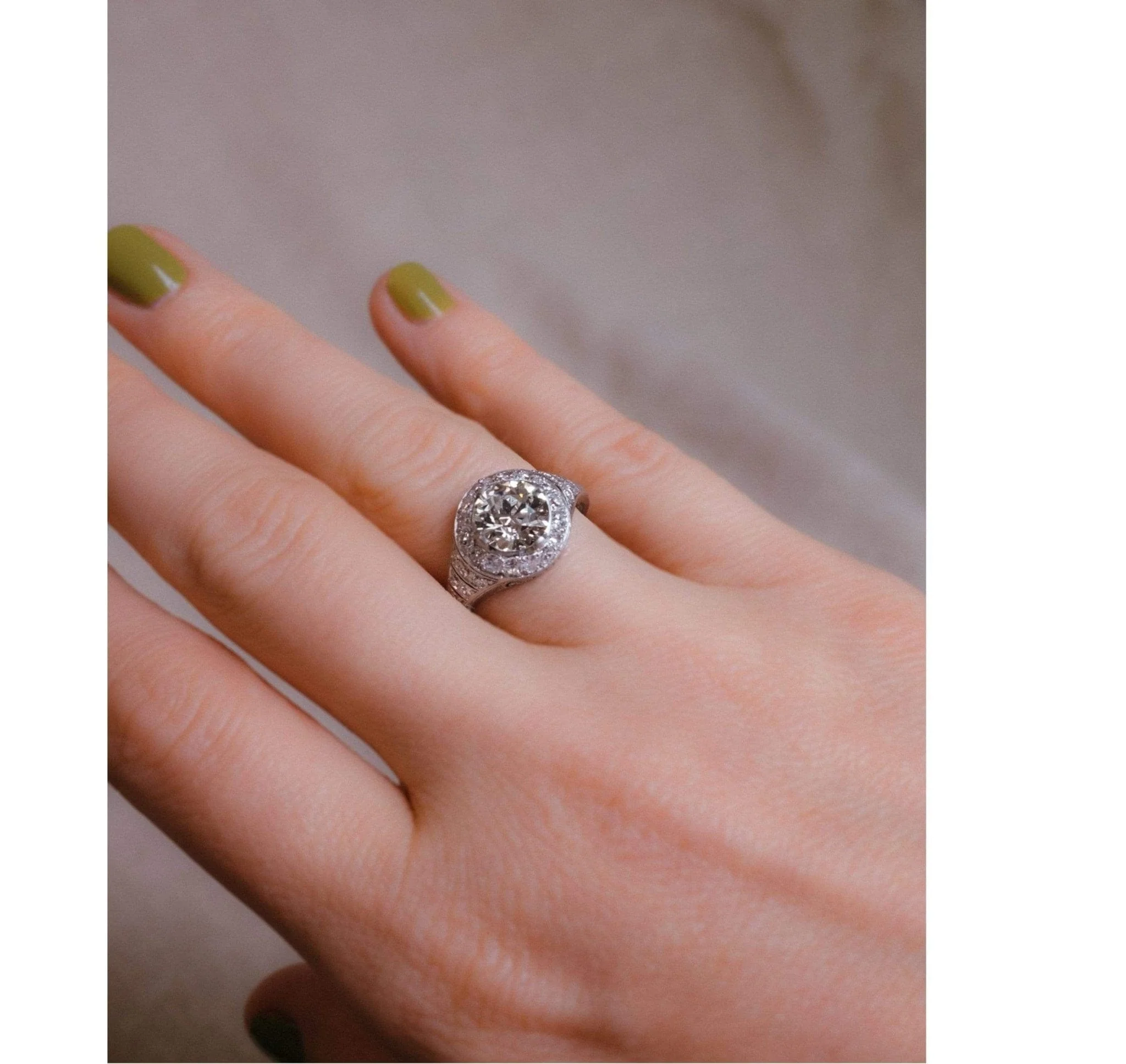 Art Deco 1.71 Carat Old European Cut Diamond Ring - Image 5