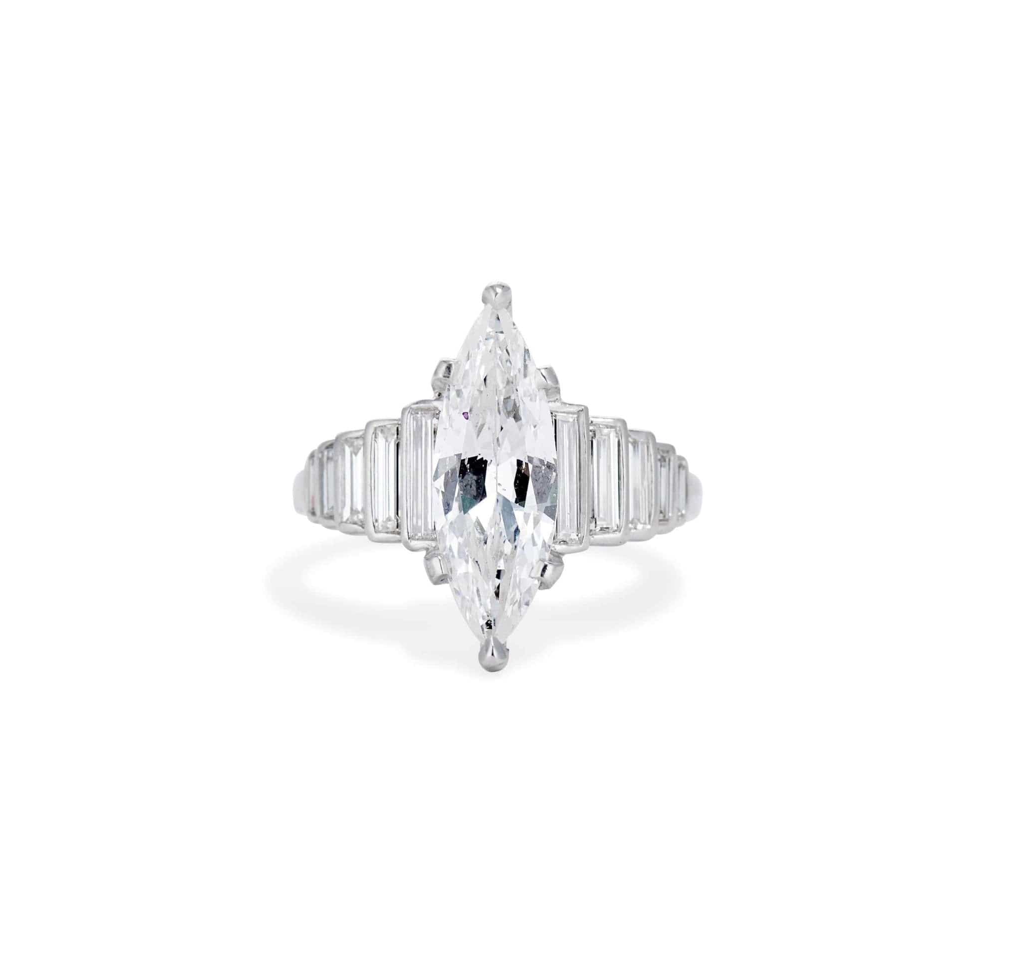 Art Deco 1.83 Carat Marquise Diamond Ring - Image 2