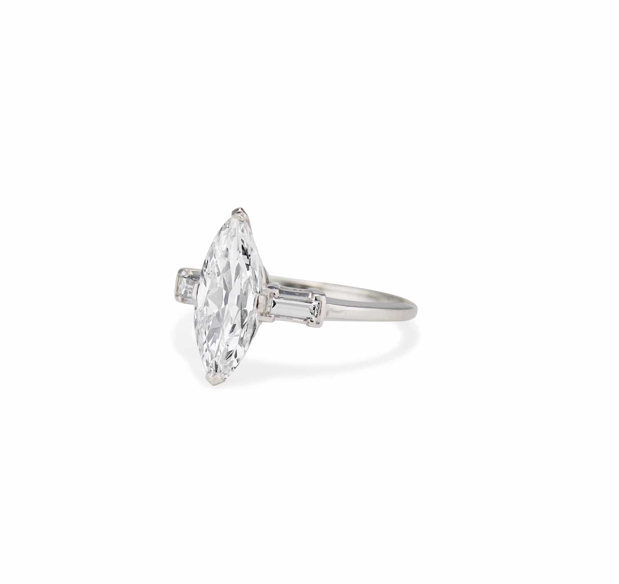Art Deco 2.02 Marquise Diamond Engagement Ring - Image 3
