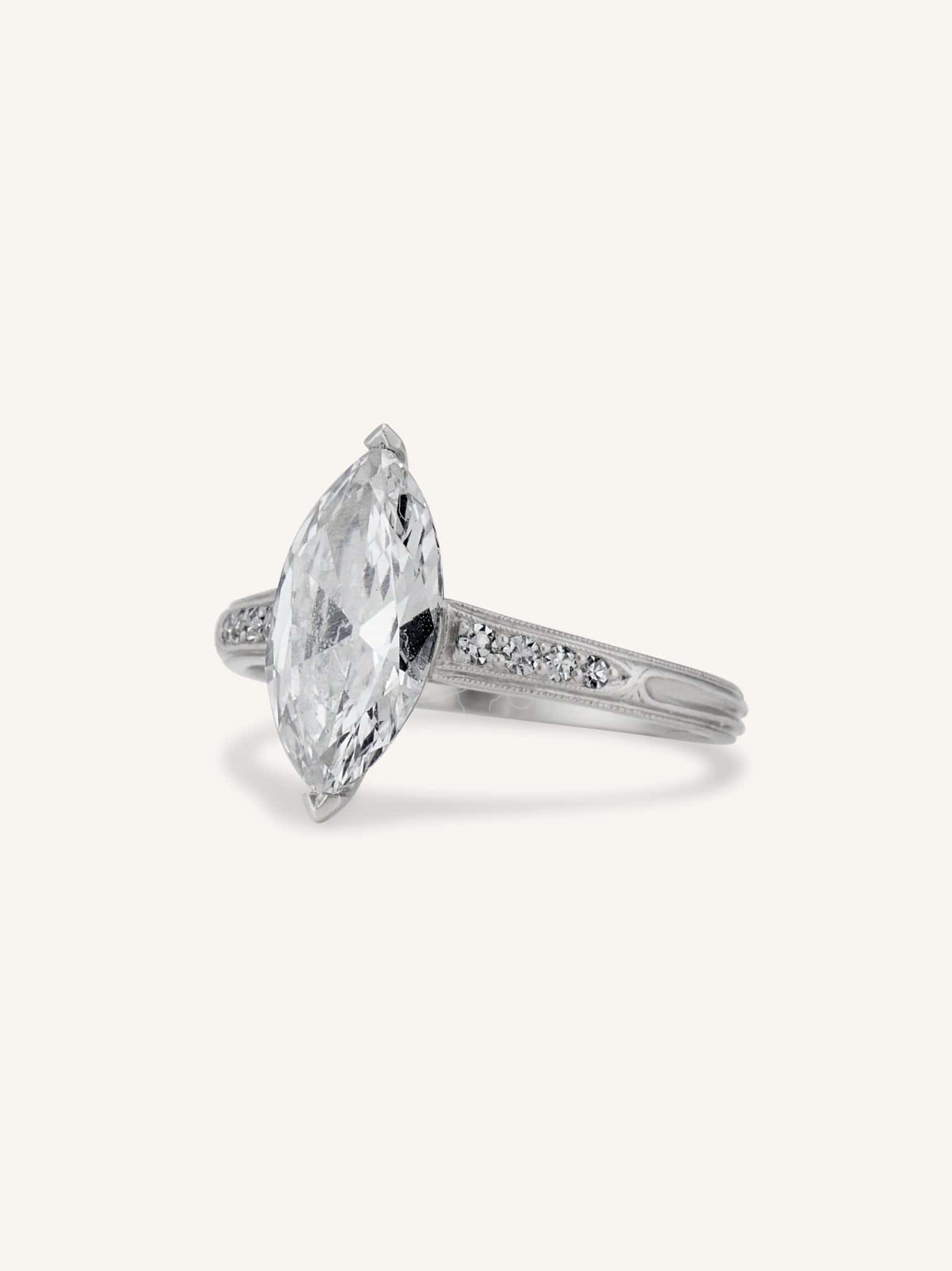 Marcus & Co. 2.06 Carat Marquise Diamond Vintage Engagement Ring - Image 4