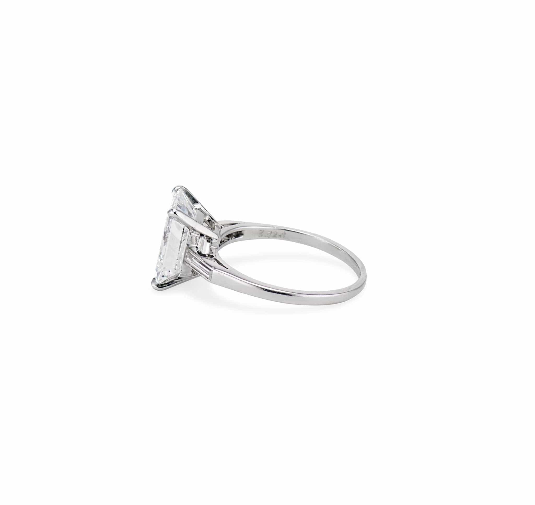 Art Deco 3.32 Carat Emerald-Cut Diamond Engagement Ring - Image 4