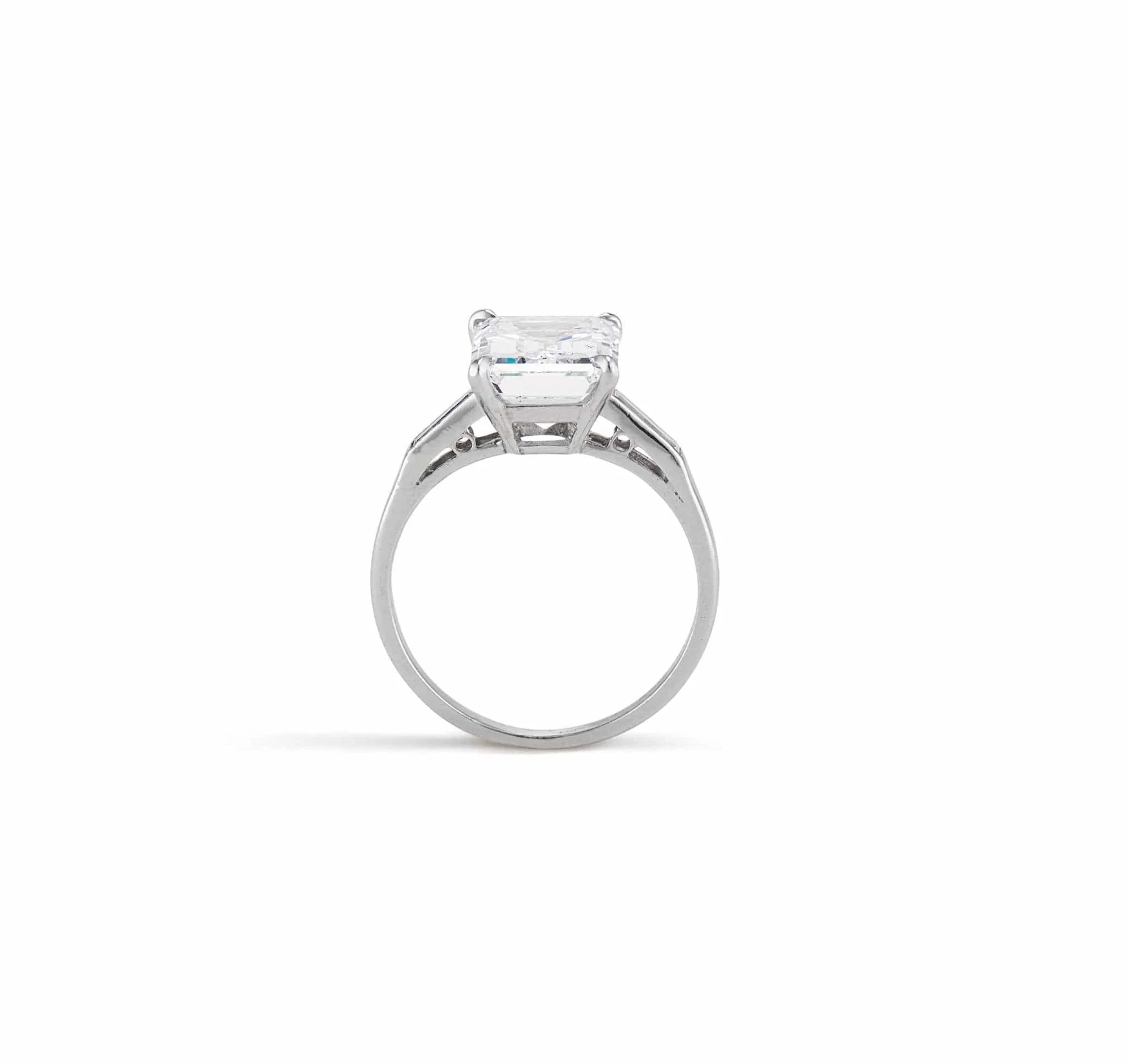 Art Deco 3.32 Carat Emerald-Cut Diamond Engagement Ring - Image 5