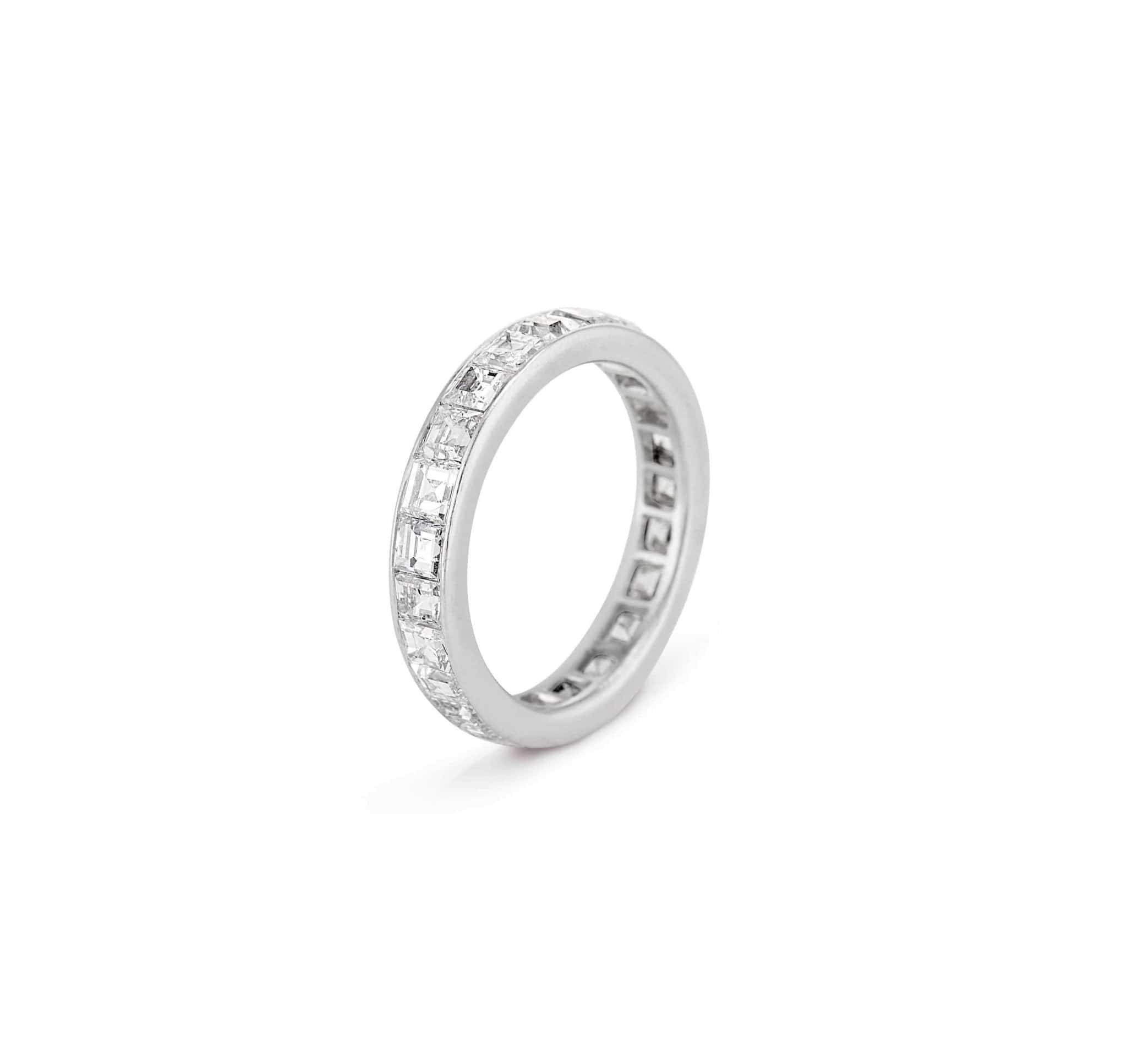 Art Deco 3 Carat Carre & Baguette Cut Diamond Band - Image 2