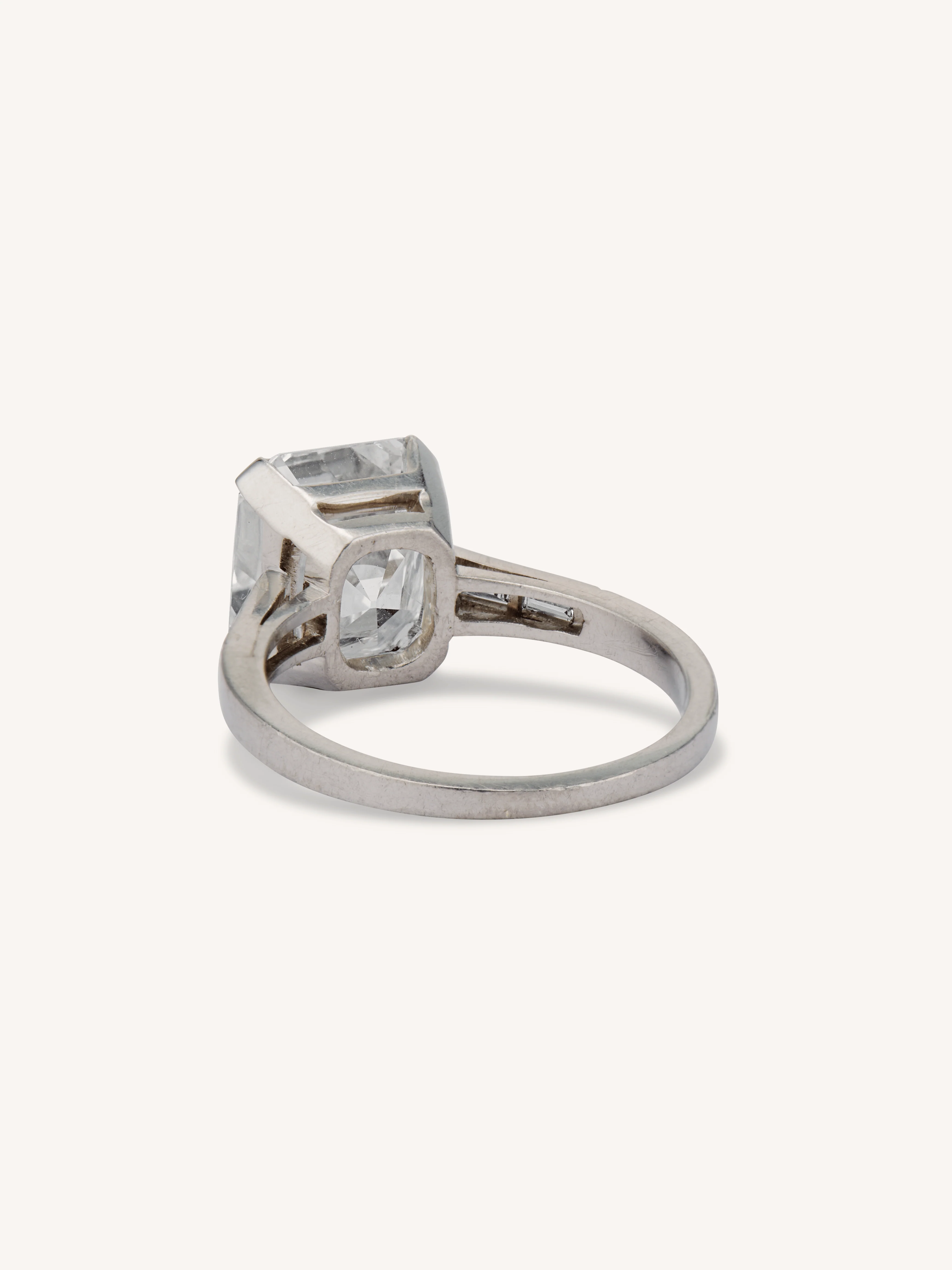 Art Deco 4.43 Carat Emerald Cut Diamond Vintage Engagement Ring - Image 8