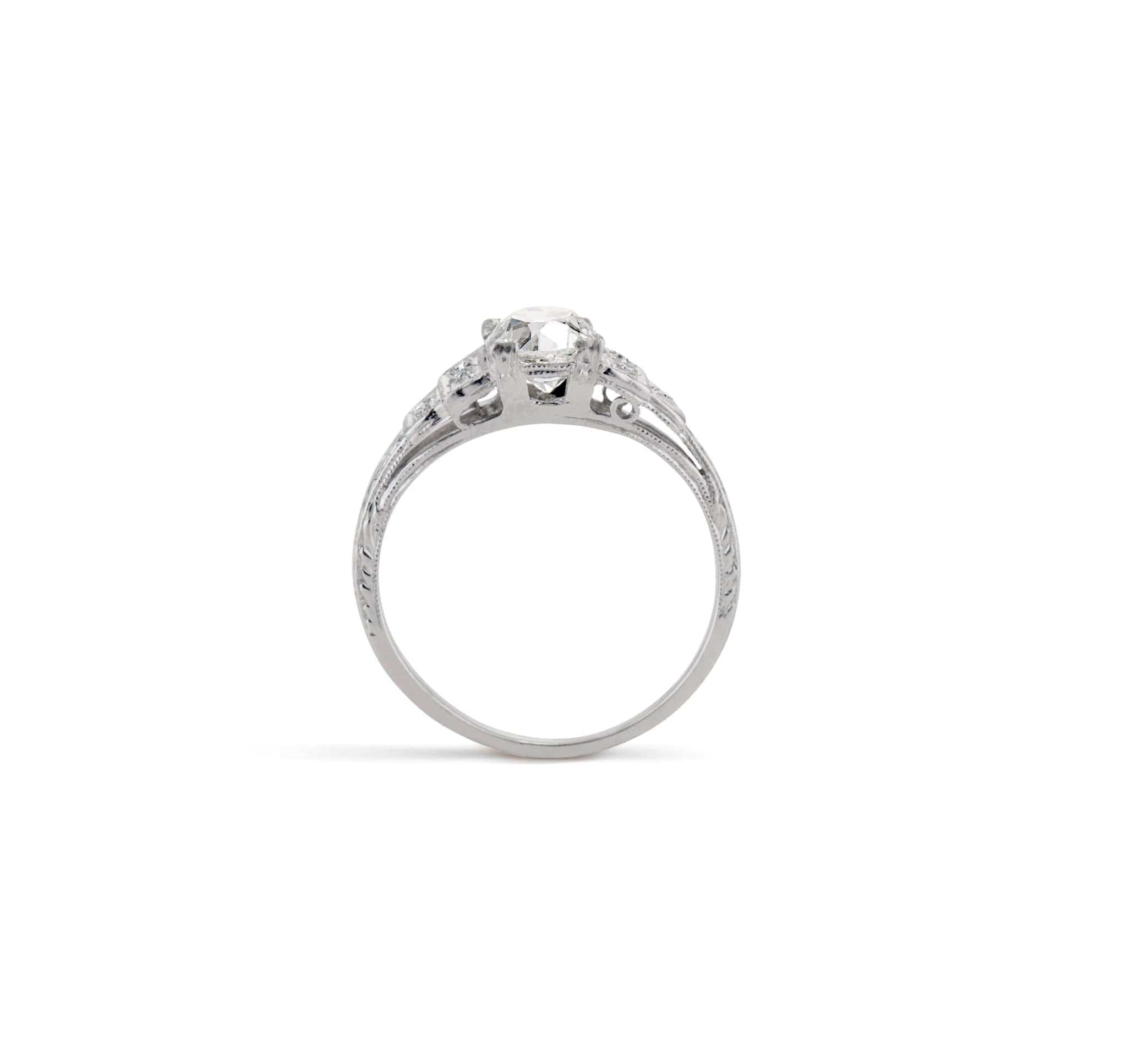 Art Deco .73 Carat Old European Diamond and Platinum Engagement Ring - Image 4