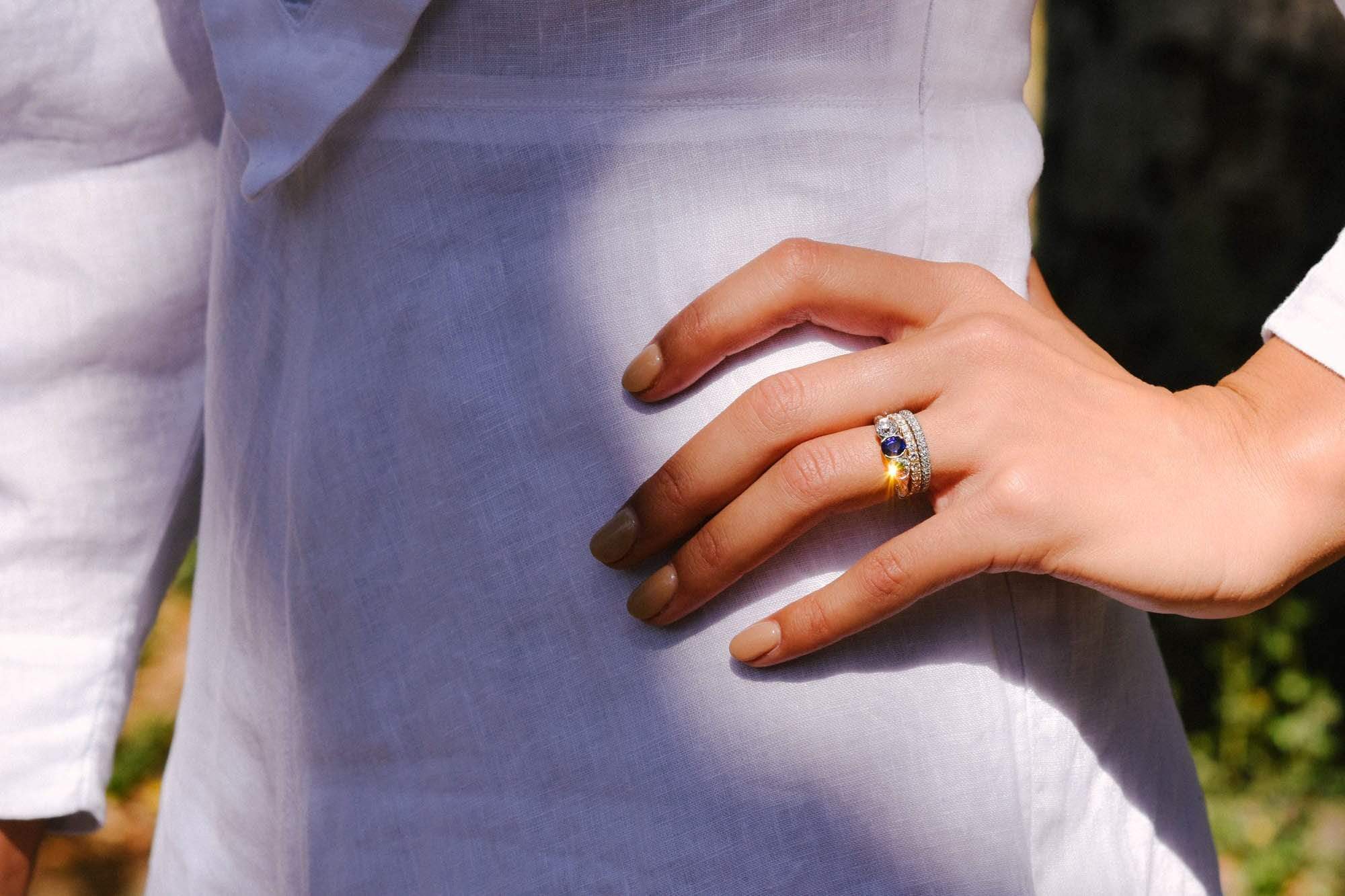Art Deco .80 Carat Sapphire and Diamond Three-Stone Ring - Image 5