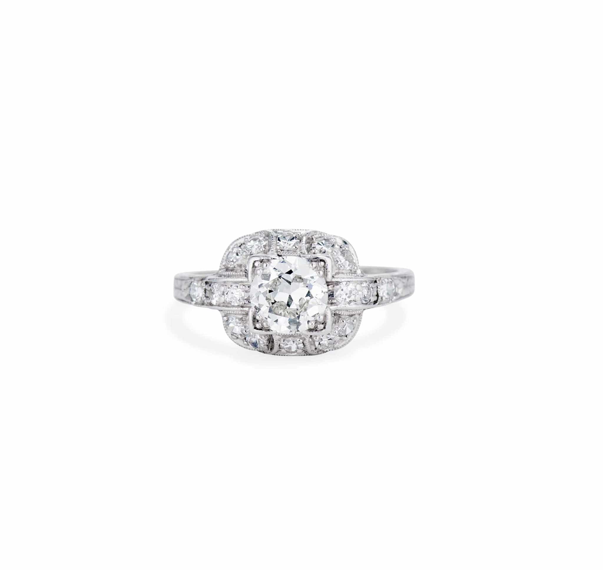 Art Deco .85 Carat Transitional Cut Diamond Ring - Image 2
