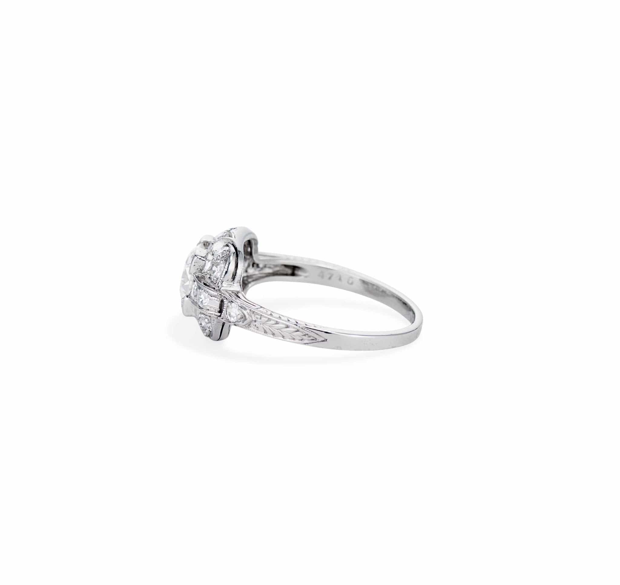 Art Deco .85 Carat Transitional Cut Diamond Ring - Image 3