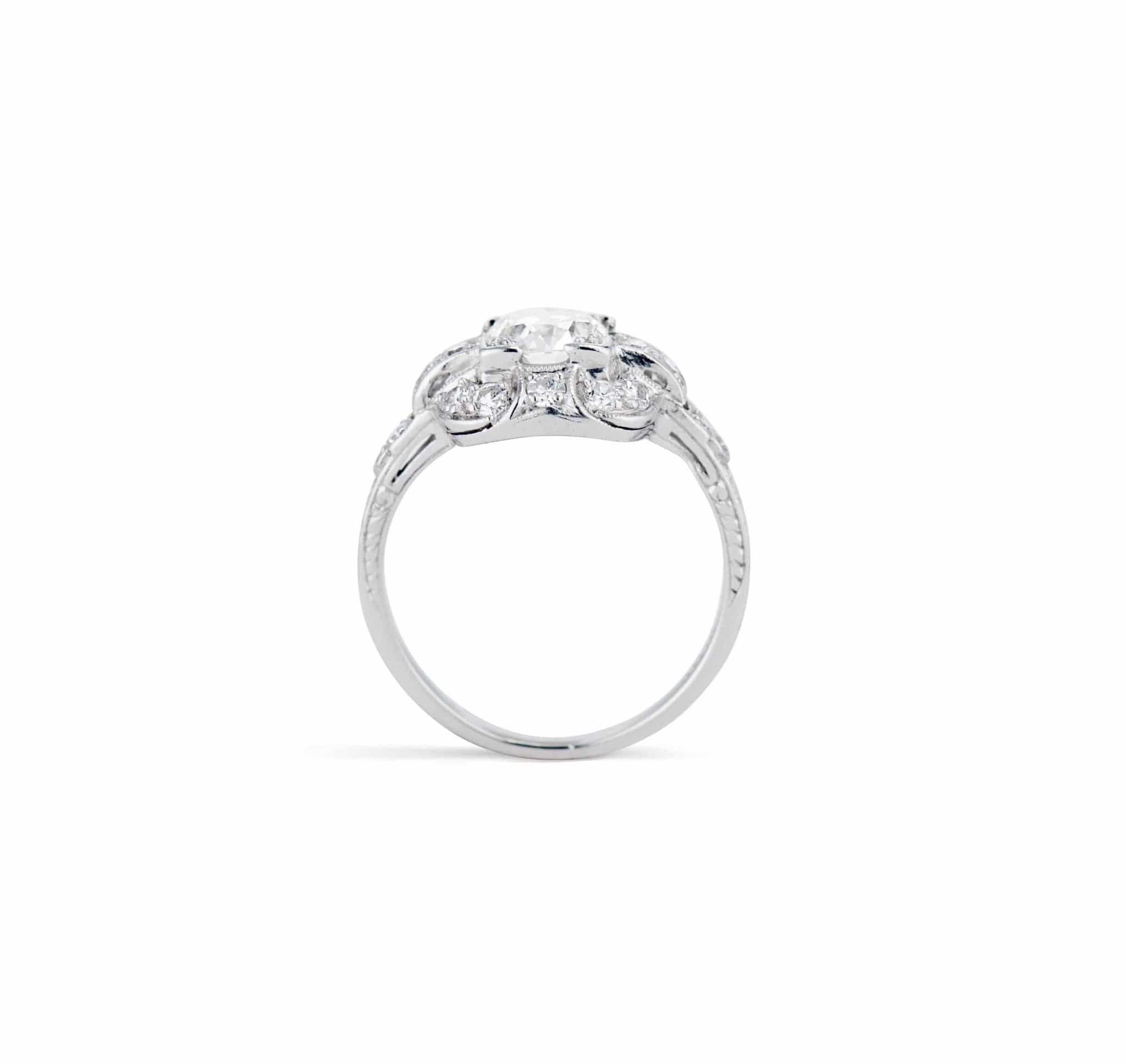 Art Deco .85 Carat Transitional Cut Diamond Ring - Image 4