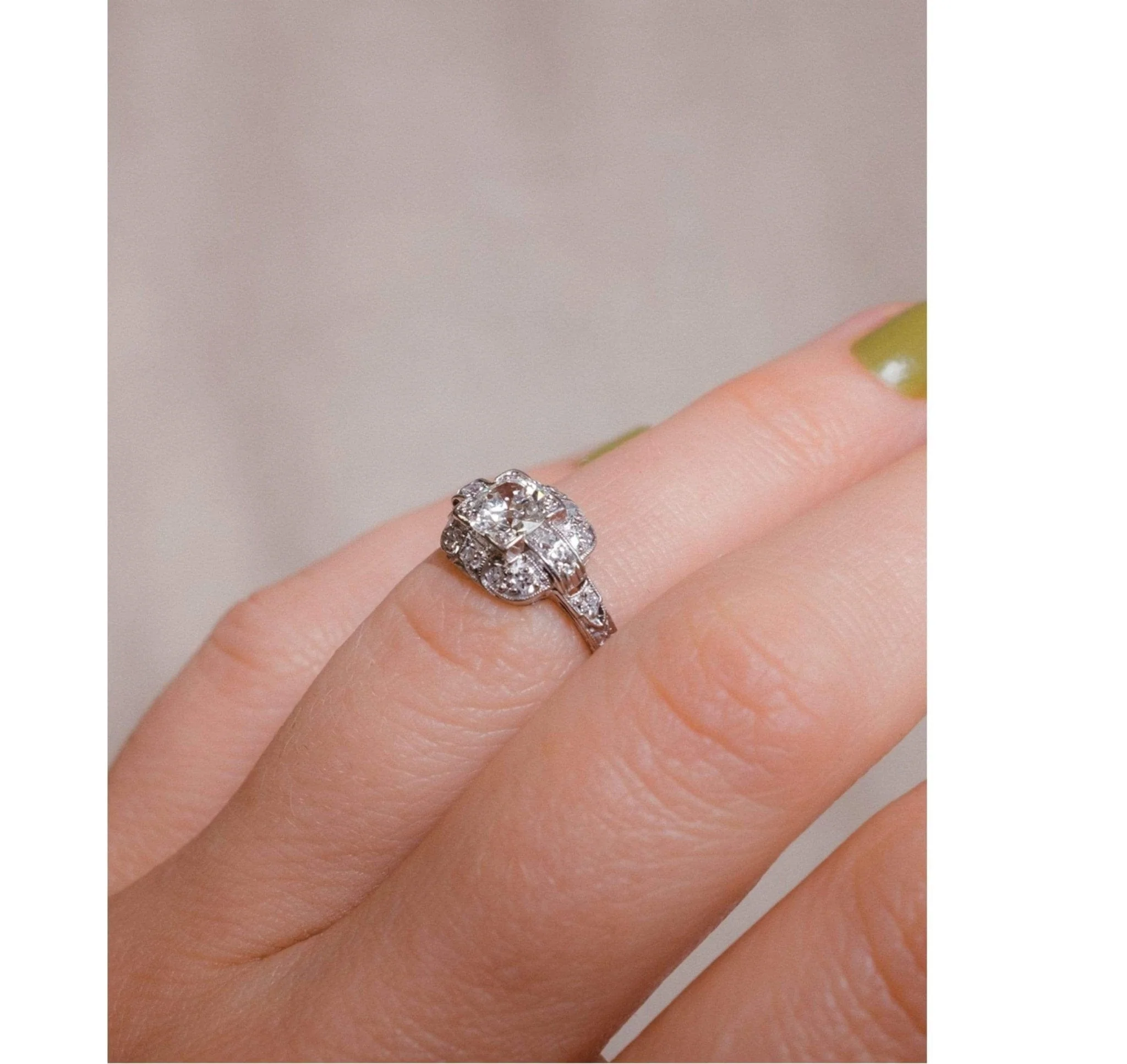 Art Deco .85 Carat Transitional Cut Diamond Ring - Image 5