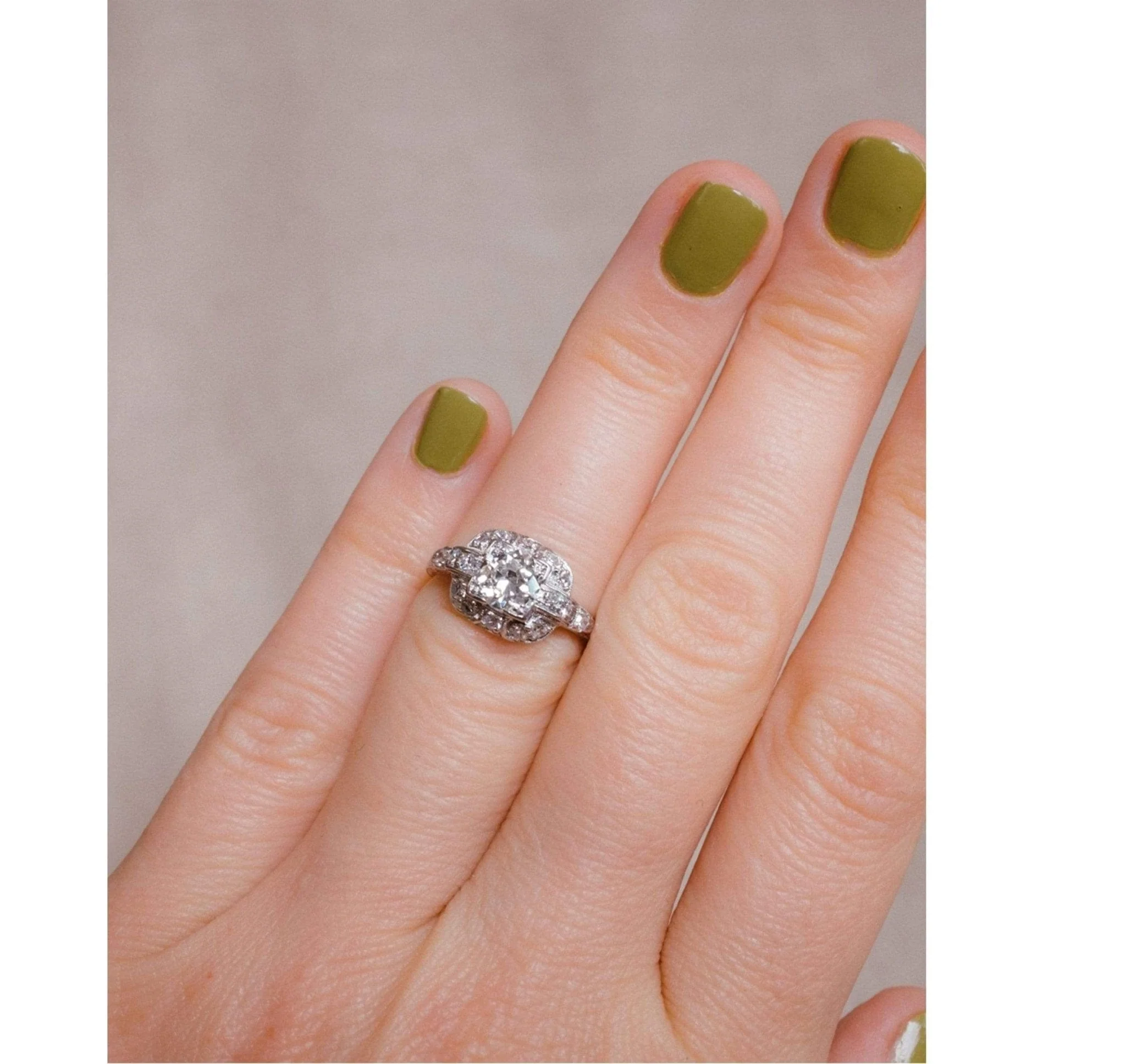 Art Deco .85 Carat Transitional Cut Diamond Ring - Image 6