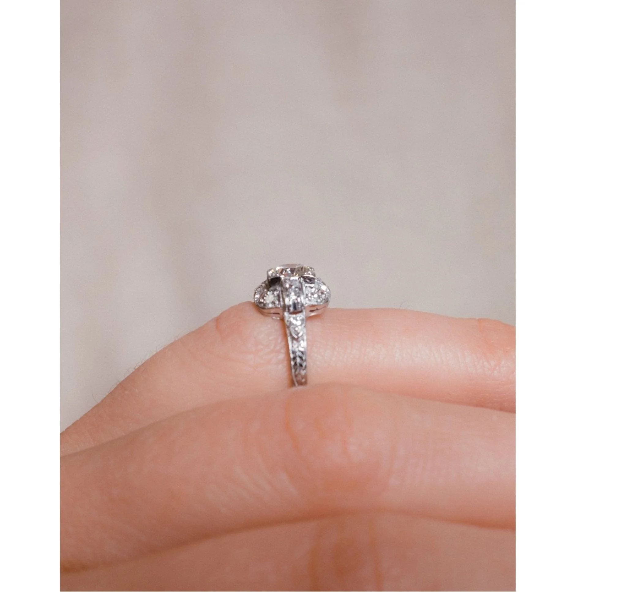 Art Deco .85 Carat Transitional Cut Diamond Ring - Image 7