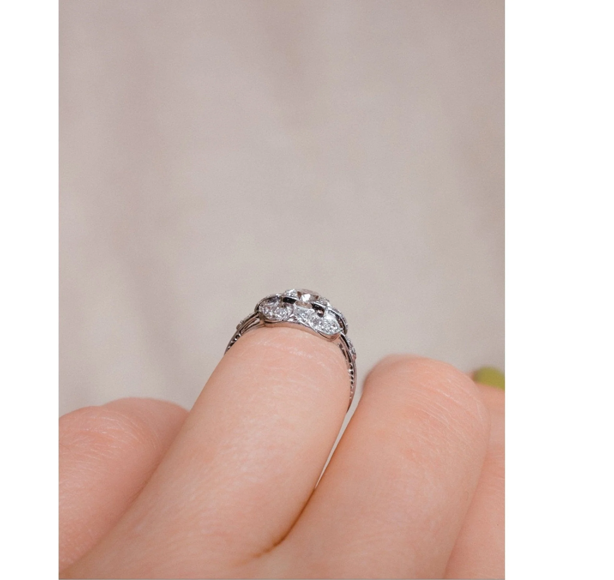 Art Deco .85 Carat Transitional Cut Diamond Ring - Image 8
