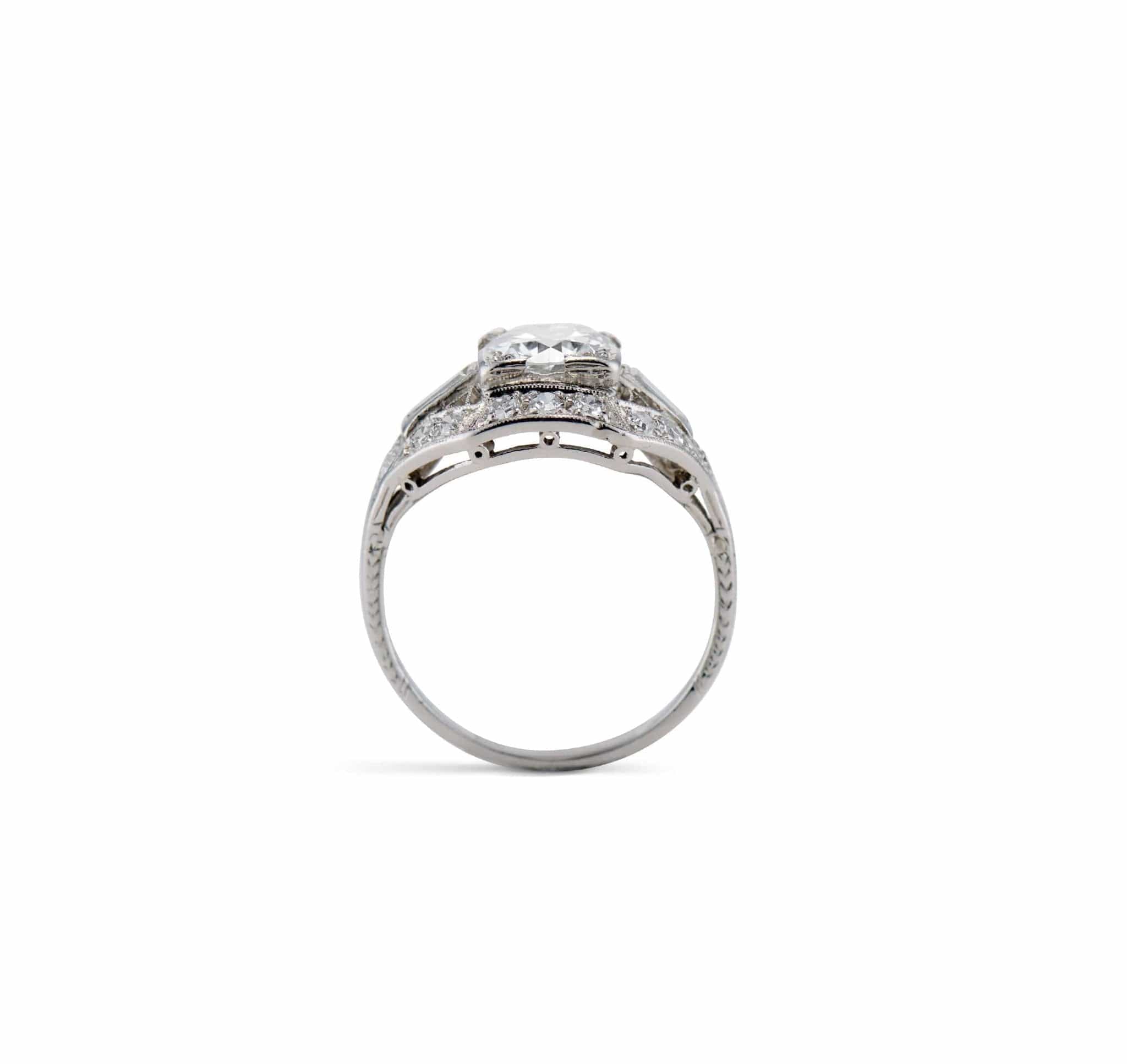 Art Deco .90 Old European Cut Diamond Engagement Ring - Image 4