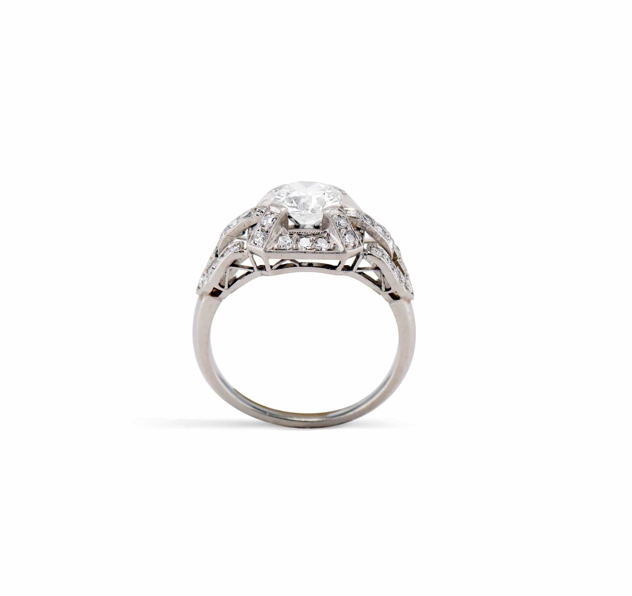 Art Deco 1.00 Old European Cut Diamond and Platinum Ring - Image 4