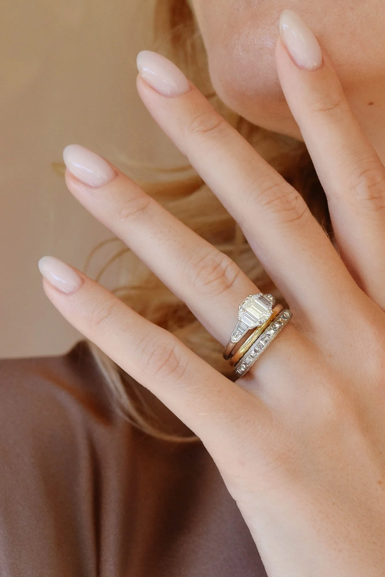 Art Deco .97 Carat Emerald Cut Diamond Vintage Engagement Ring - Image 2