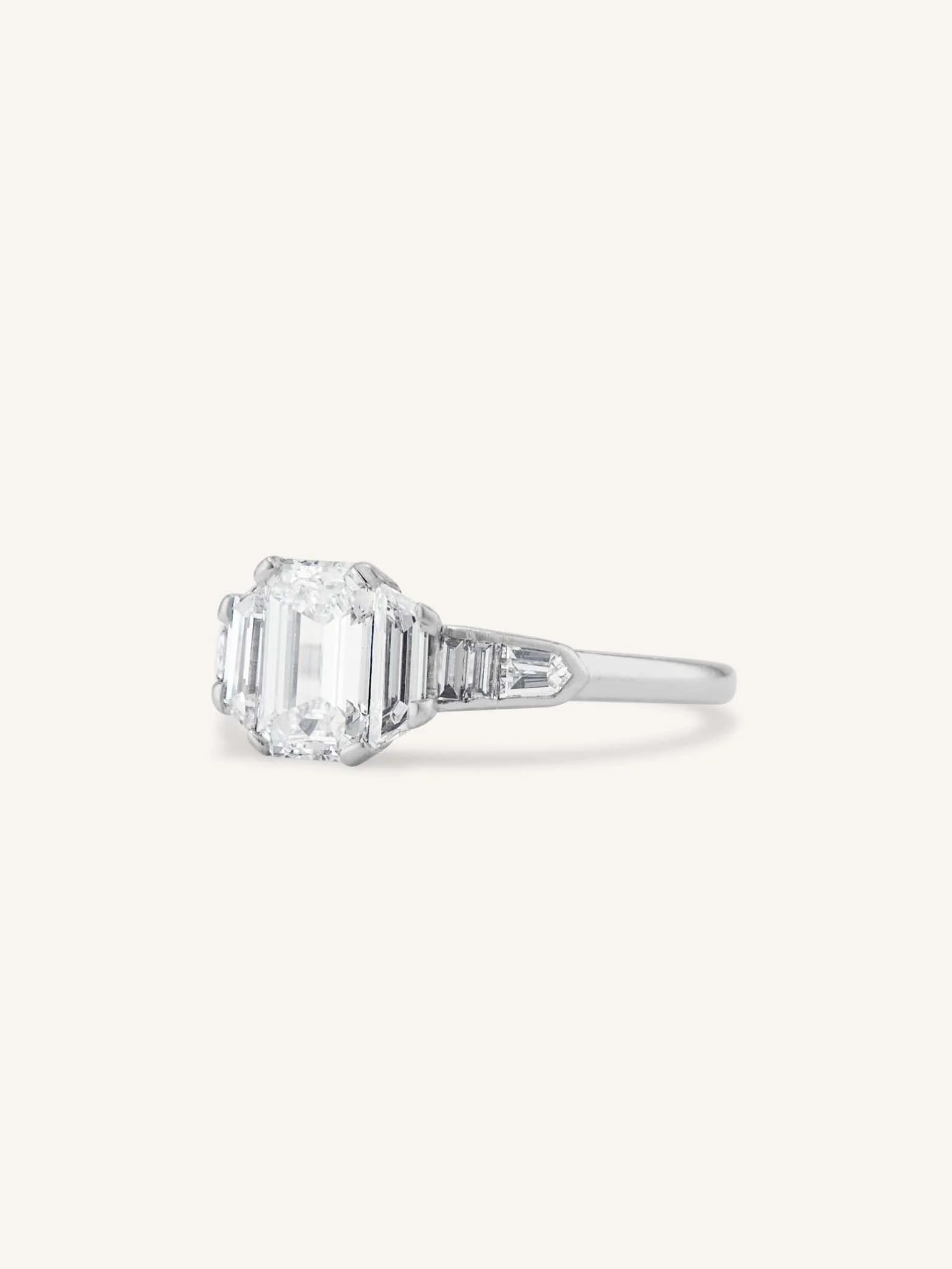 Art Deco .97 Carat Emerald Cut Diamond Vintage Engagement Ring - Image 4