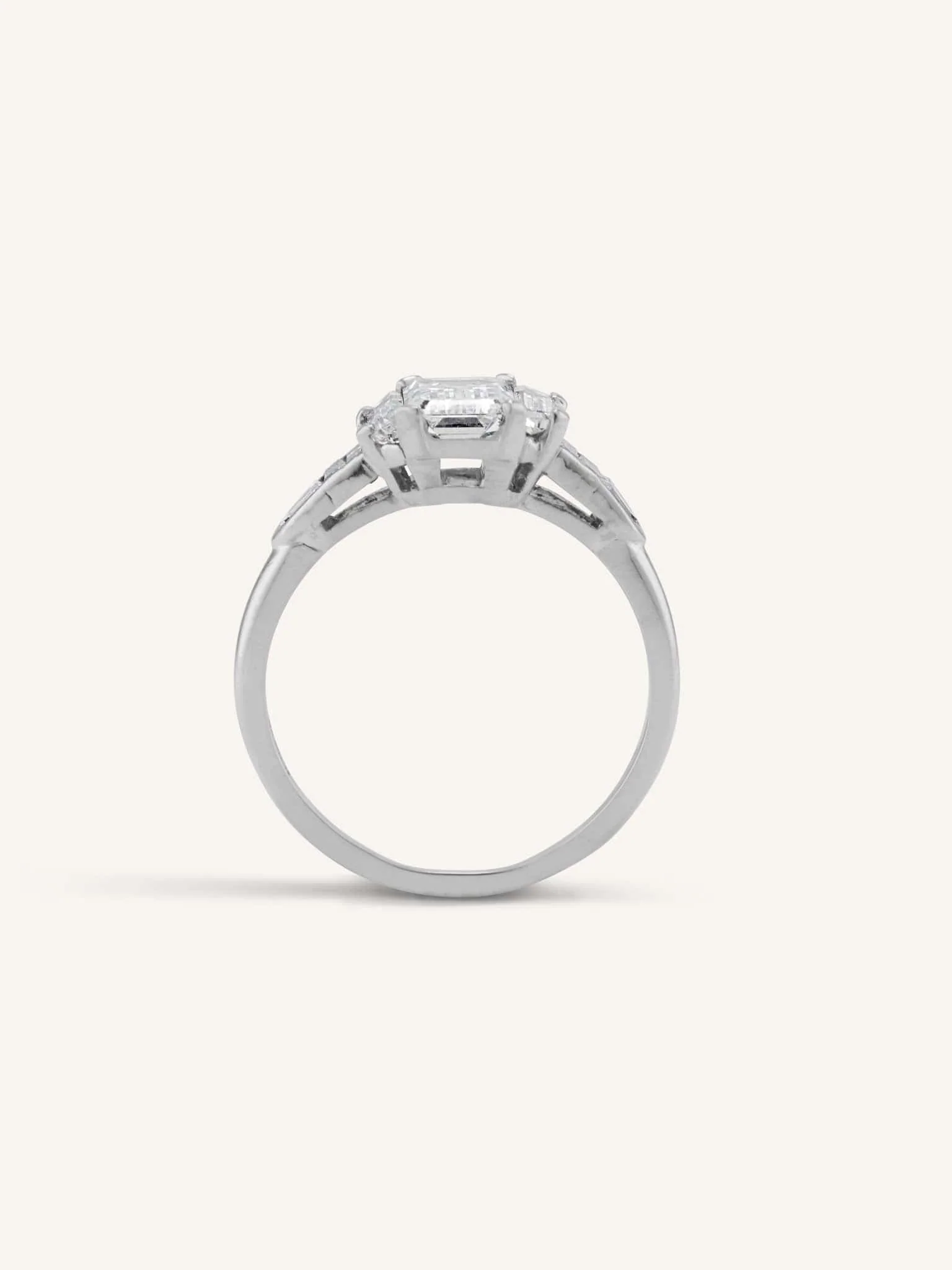 Art Deco .97 Carat Emerald Cut Diamond Vintage Engagement Ring - Image 5