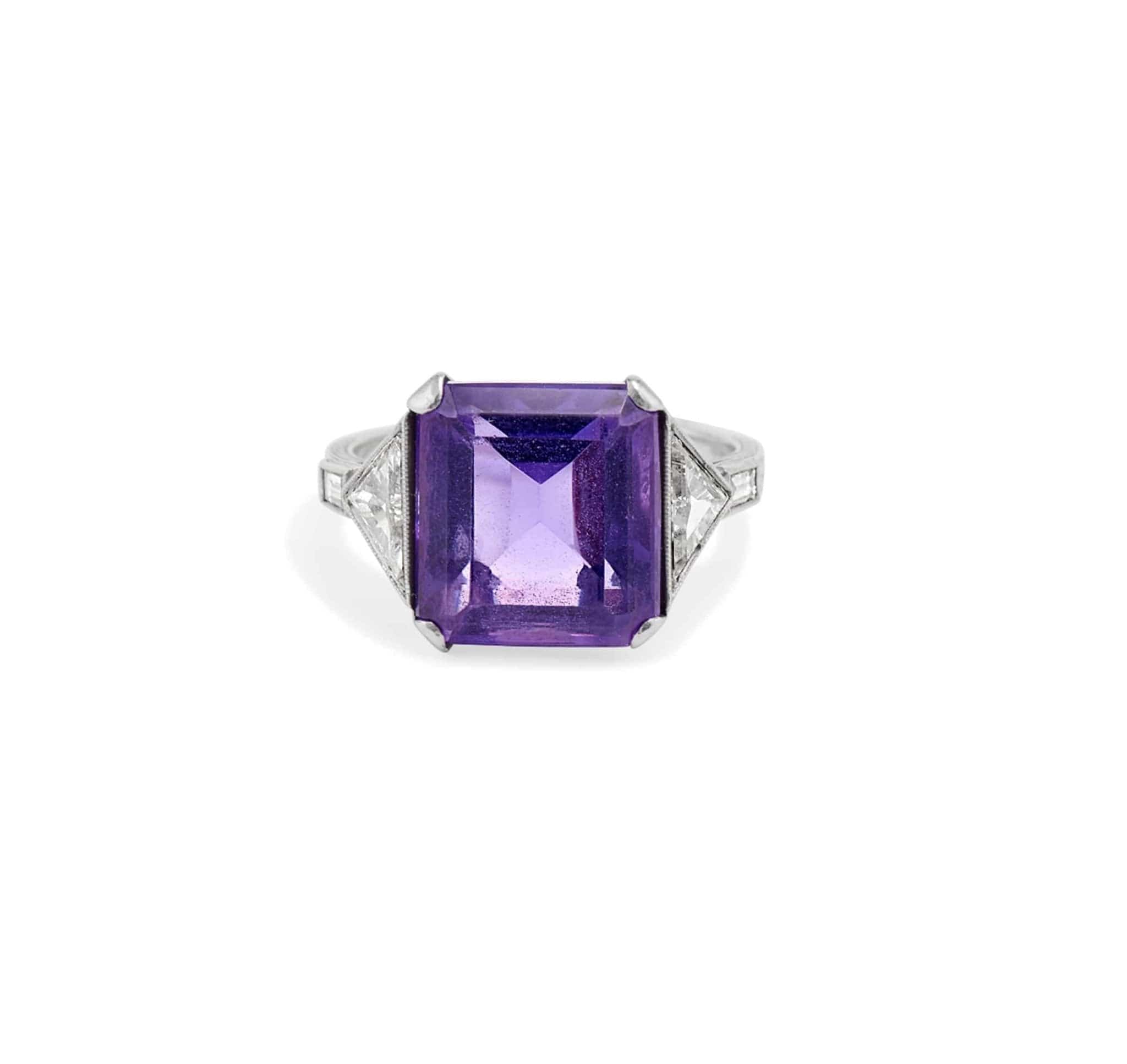 ART DECO AMETHYST AND DIAMOND COCKTAIL RING - Image 2