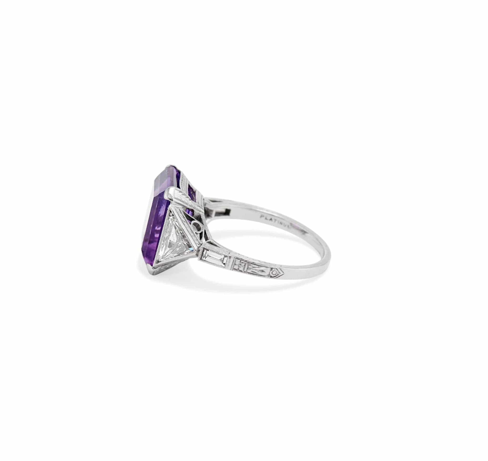 ART DECO AMETHYST AND DIAMOND COCKTAIL RING - Image 3