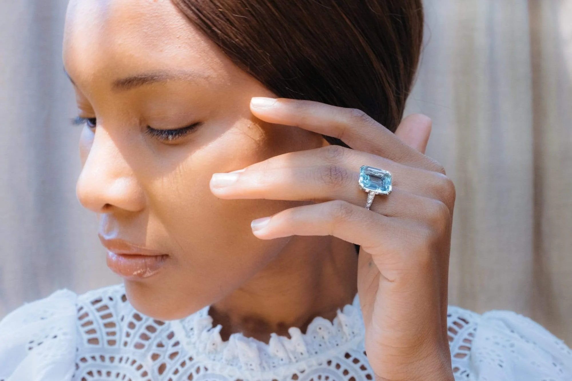 Art Deco Aquamarine and Diamond Ring - Image 4