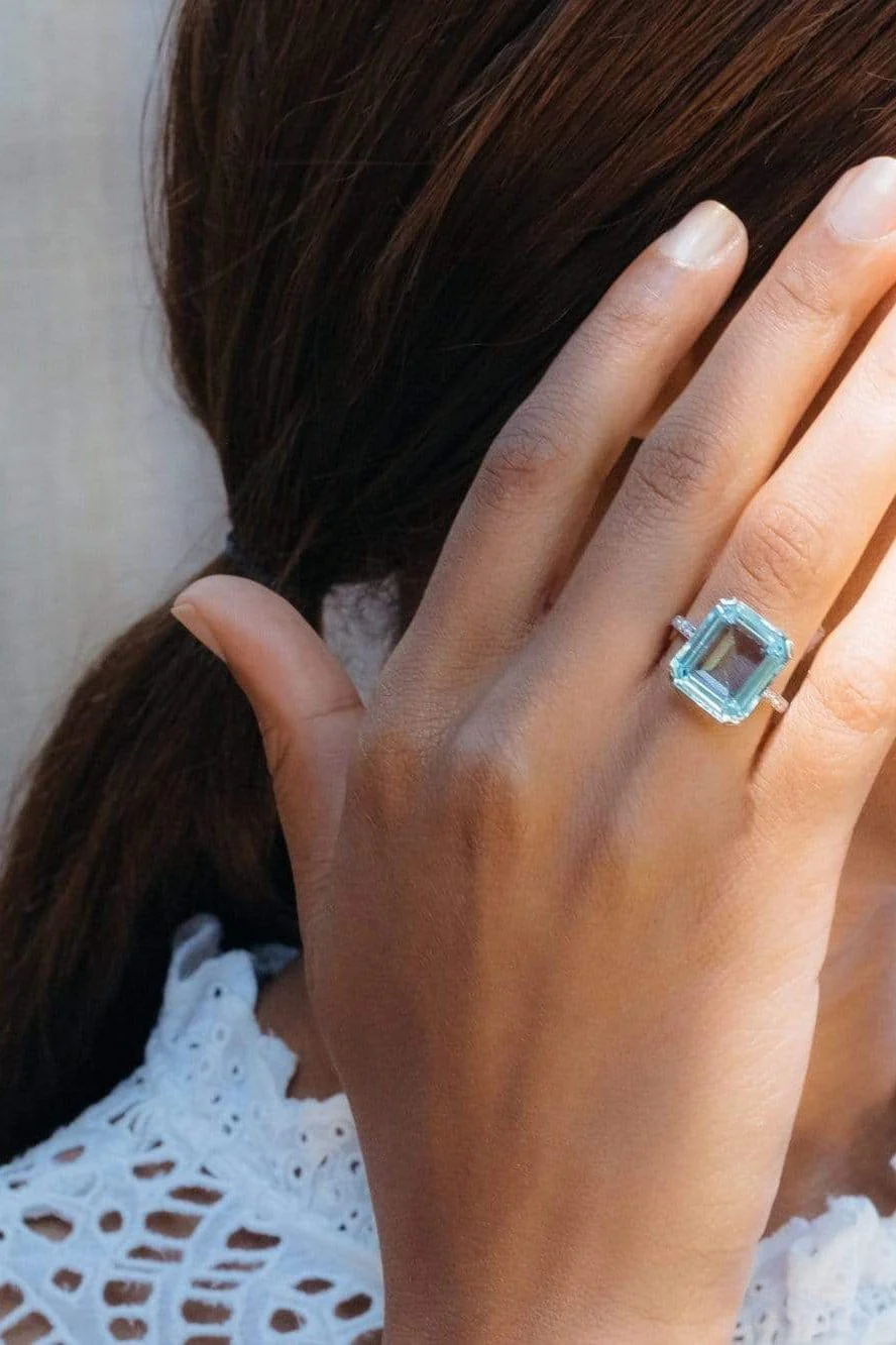 Art Deco Aquamarine and Diamond Ring - Image 6