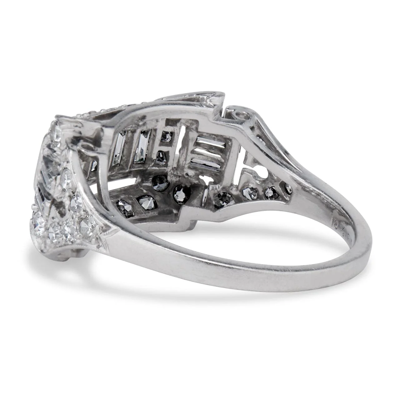 Art Deco Baguette & Round Diamond Statement Ring - Image 3