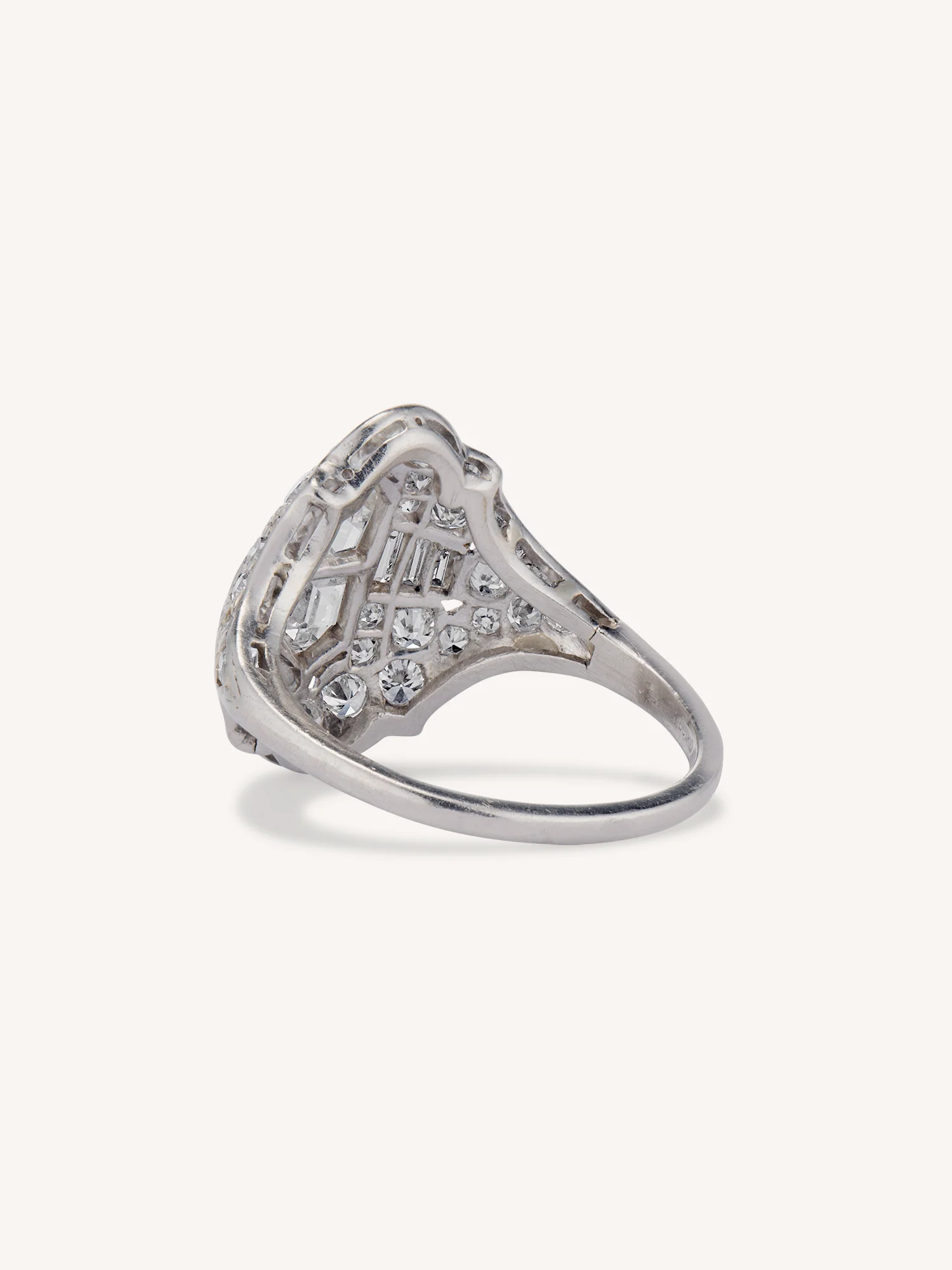 Late Art Deco Bullet Cut Diamond Vintage Dinner Ring - Image 4