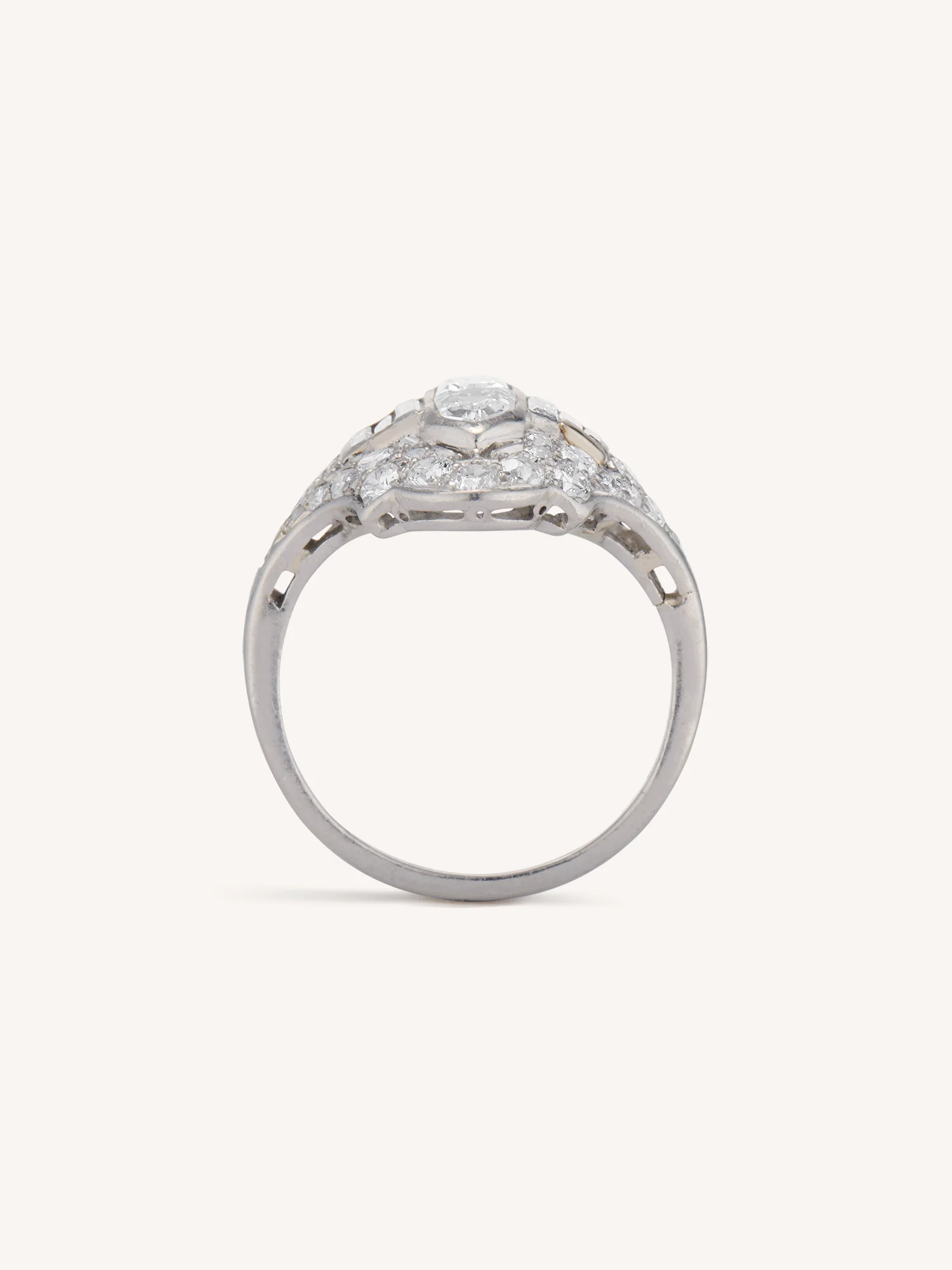 Late Art Deco Bullet Cut Diamond Vintage Dinner Ring - Image 8