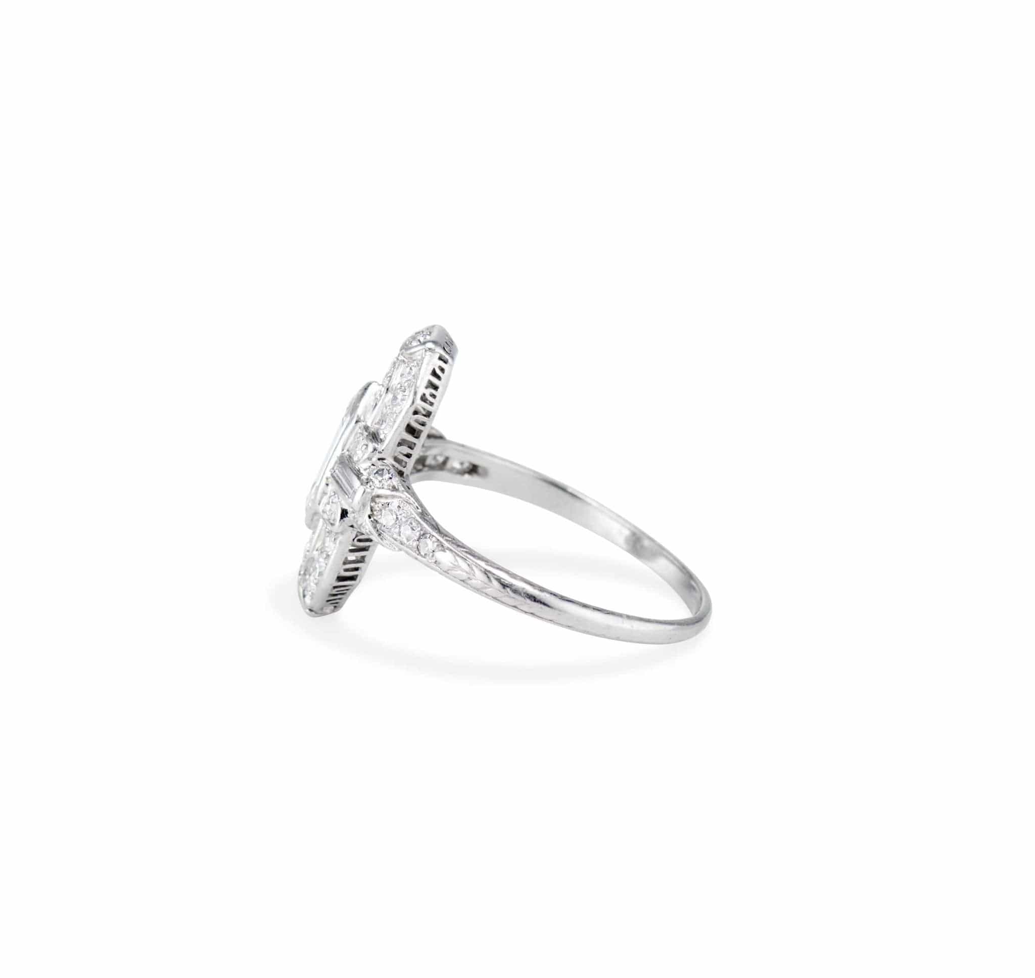 Art Deco Bullet Shaped Diamond Engagement Ring - Image 3