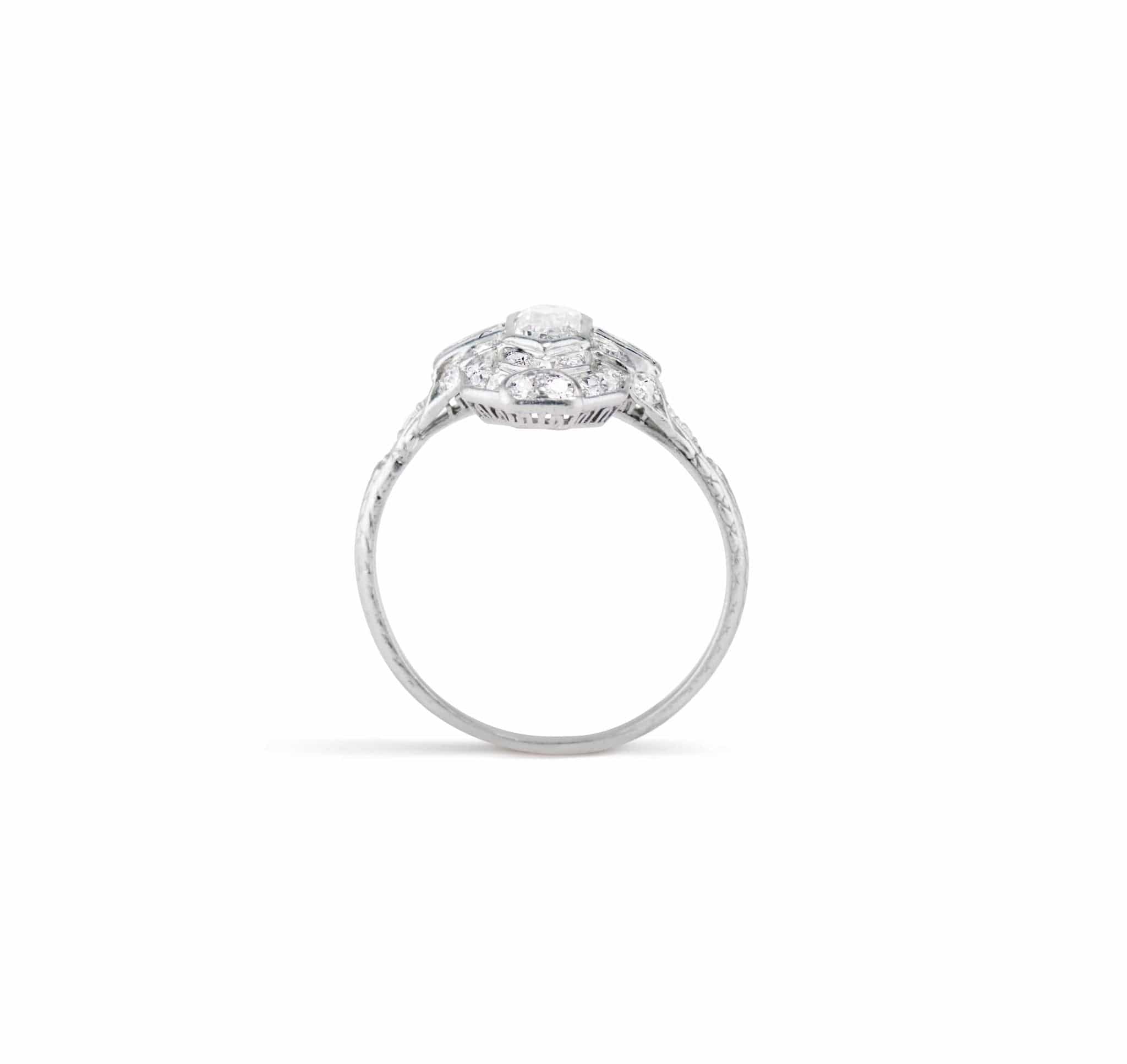 Art Deco Bullet Shaped Diamond Engagement Ring - Image 4