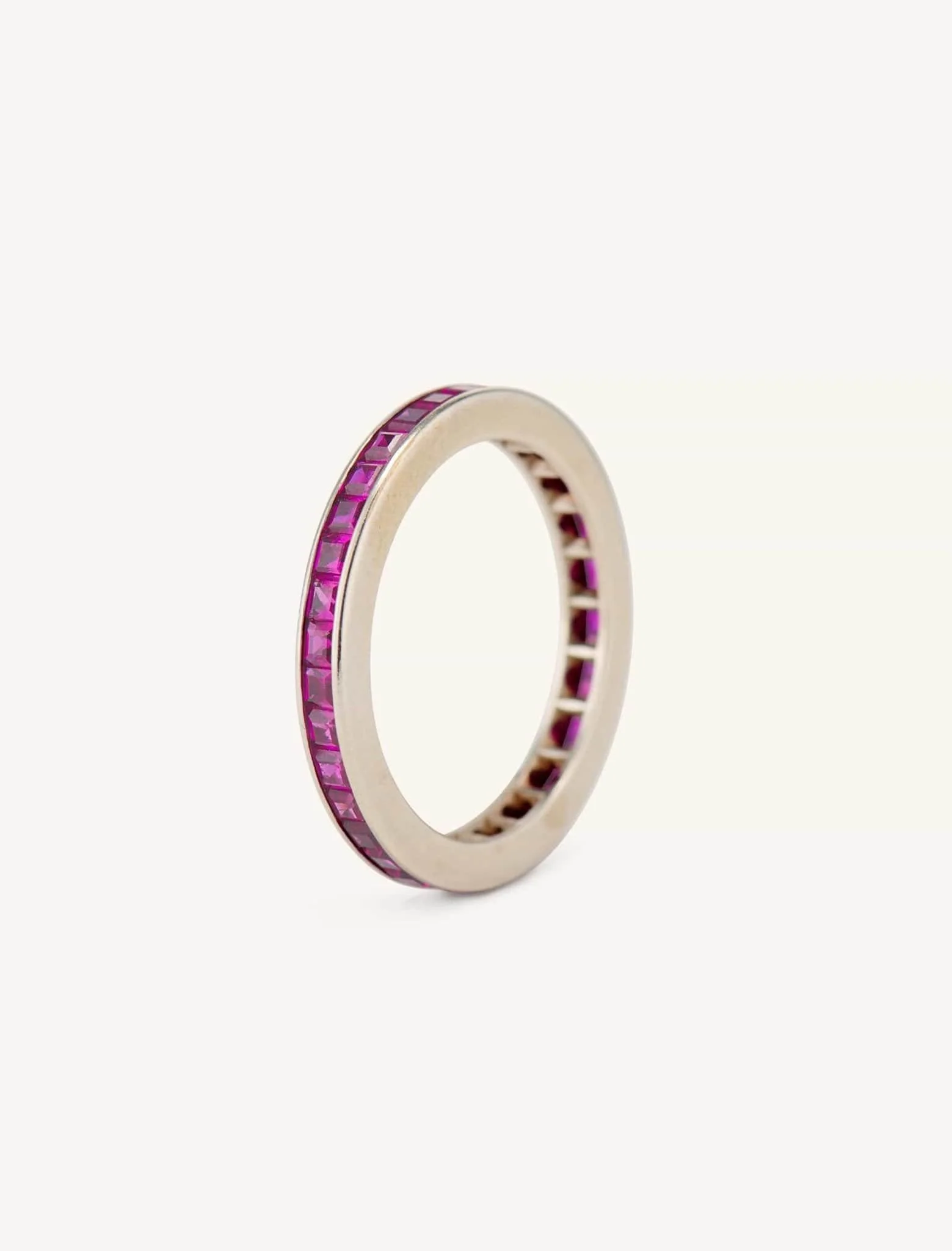 Art Deco 1.25 Carat Carré Cut Ruby Eternity Wedding Band Size 5 - Image 3