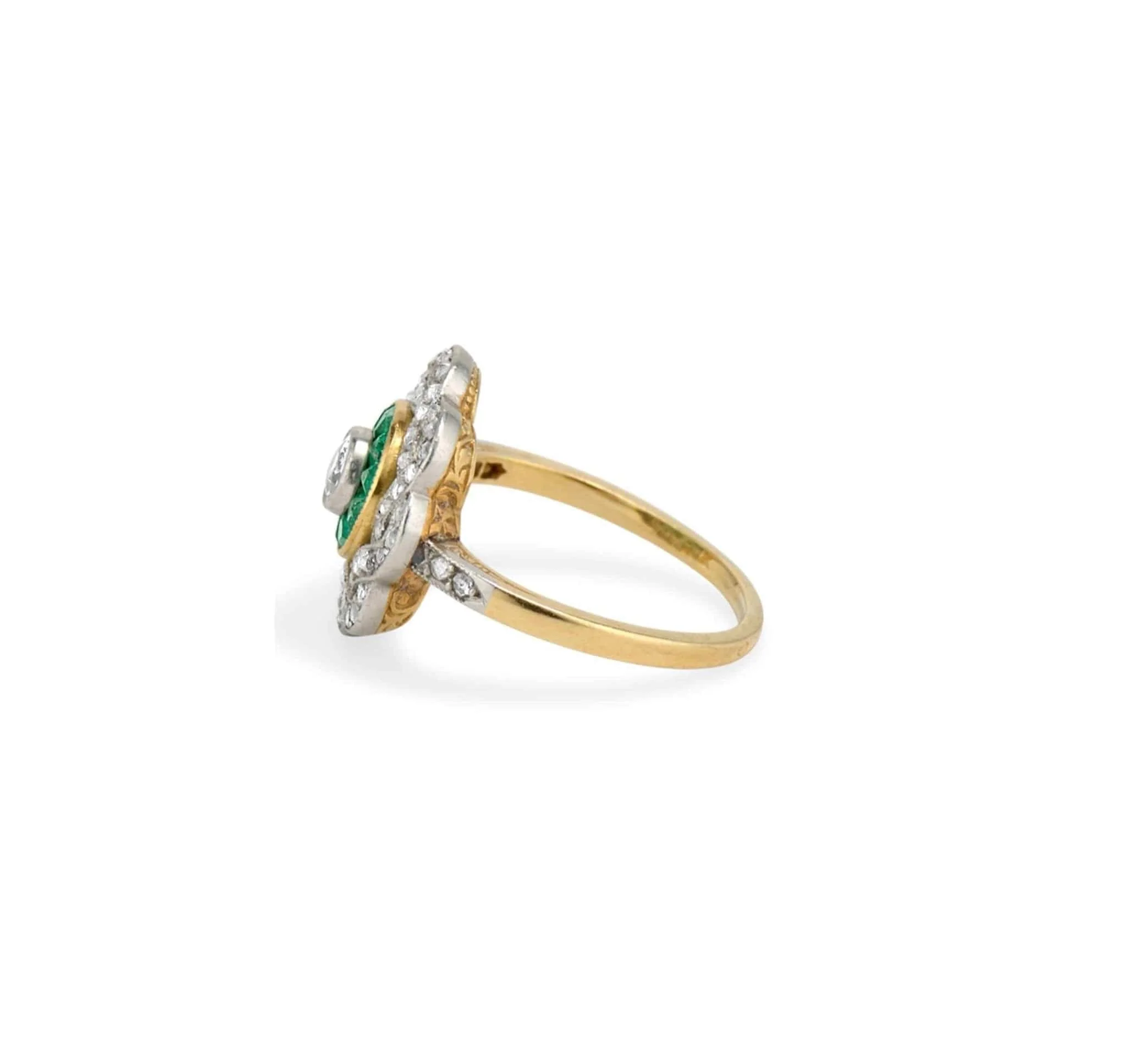 Art Deco Diamond and Emerald Ring - Image 3