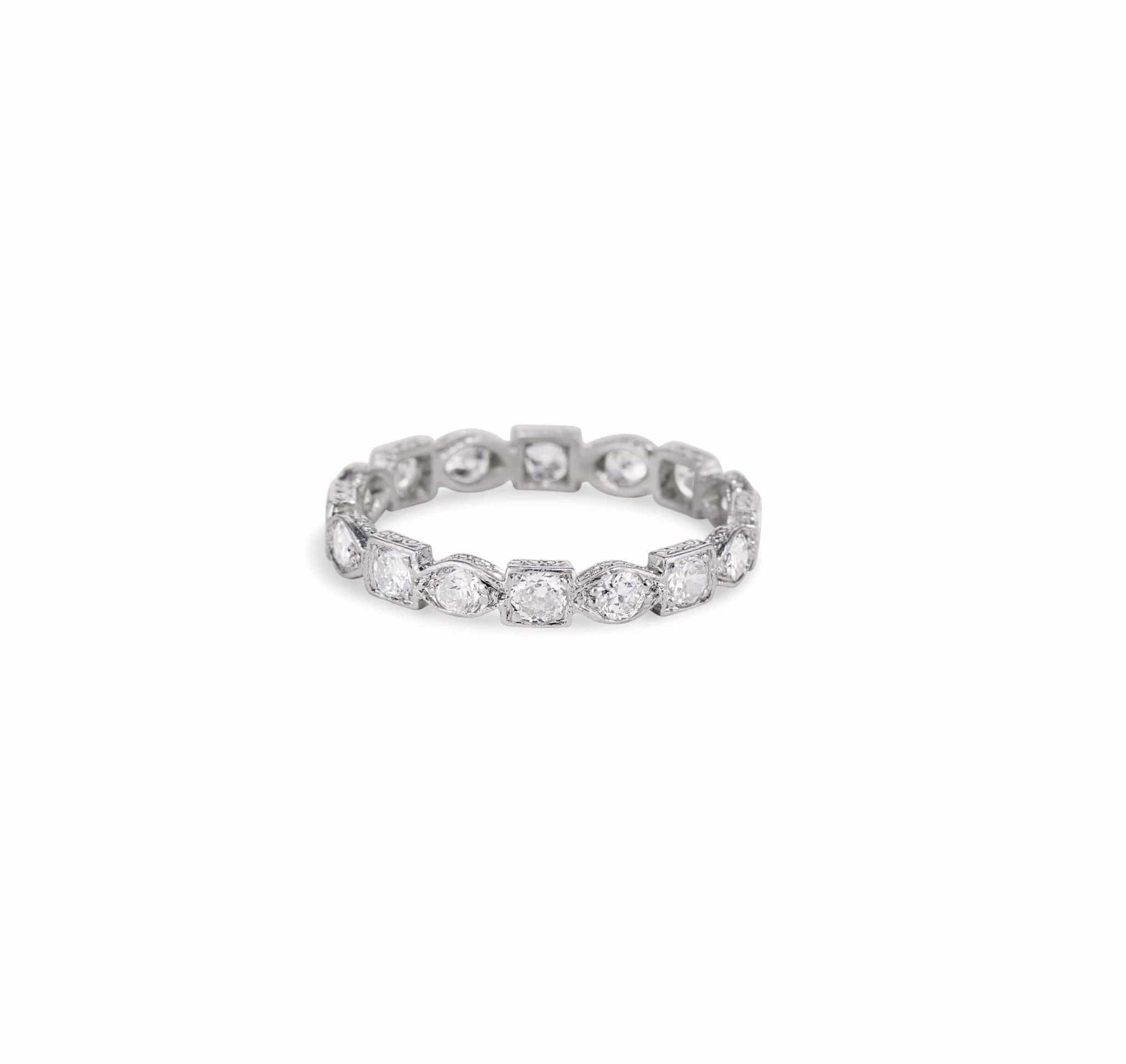 Art Deco Diamond and Platinum Wedding Band - Image 2