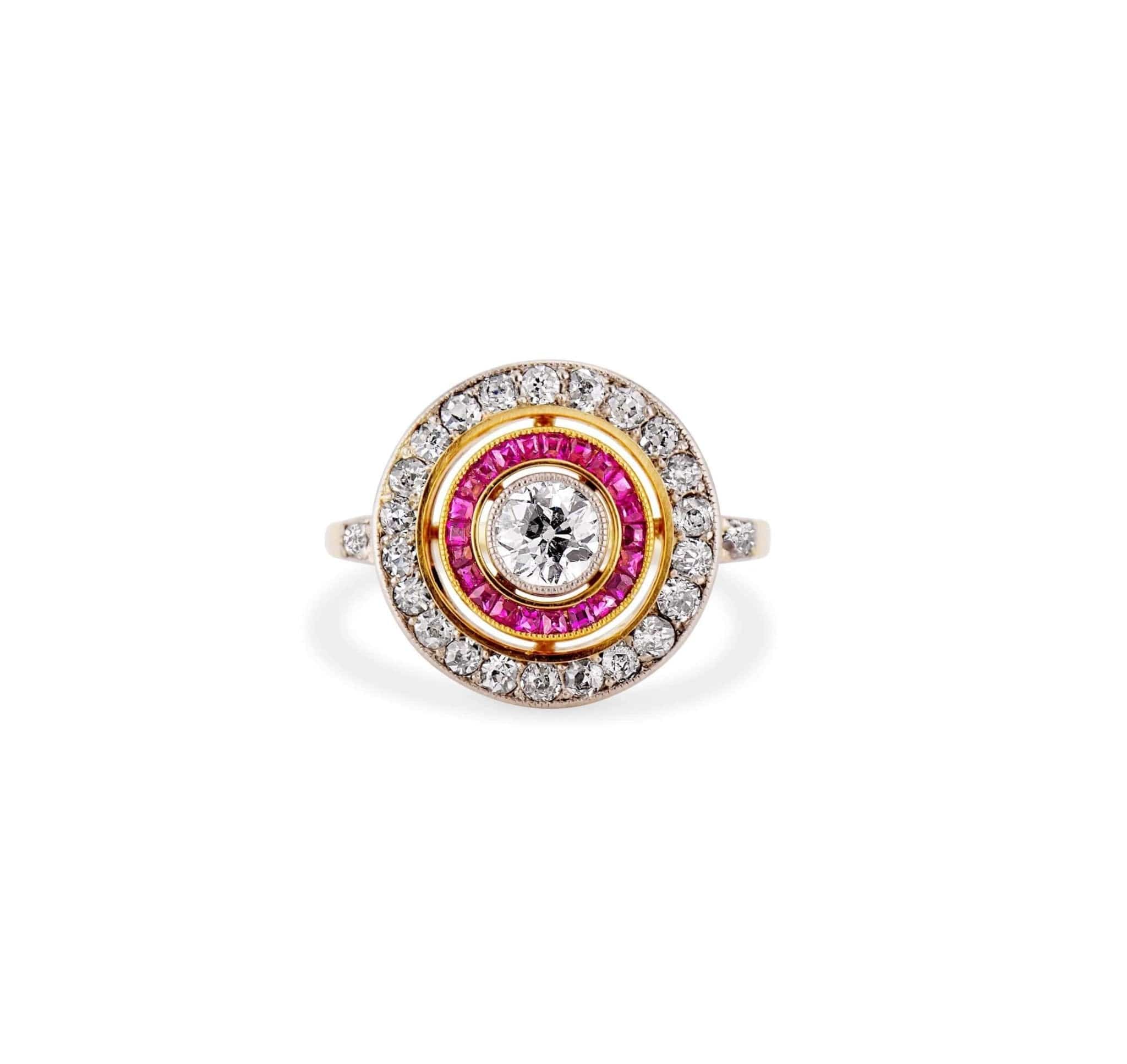 Art Deco Diamond & Ruby Target Ring - Image 2