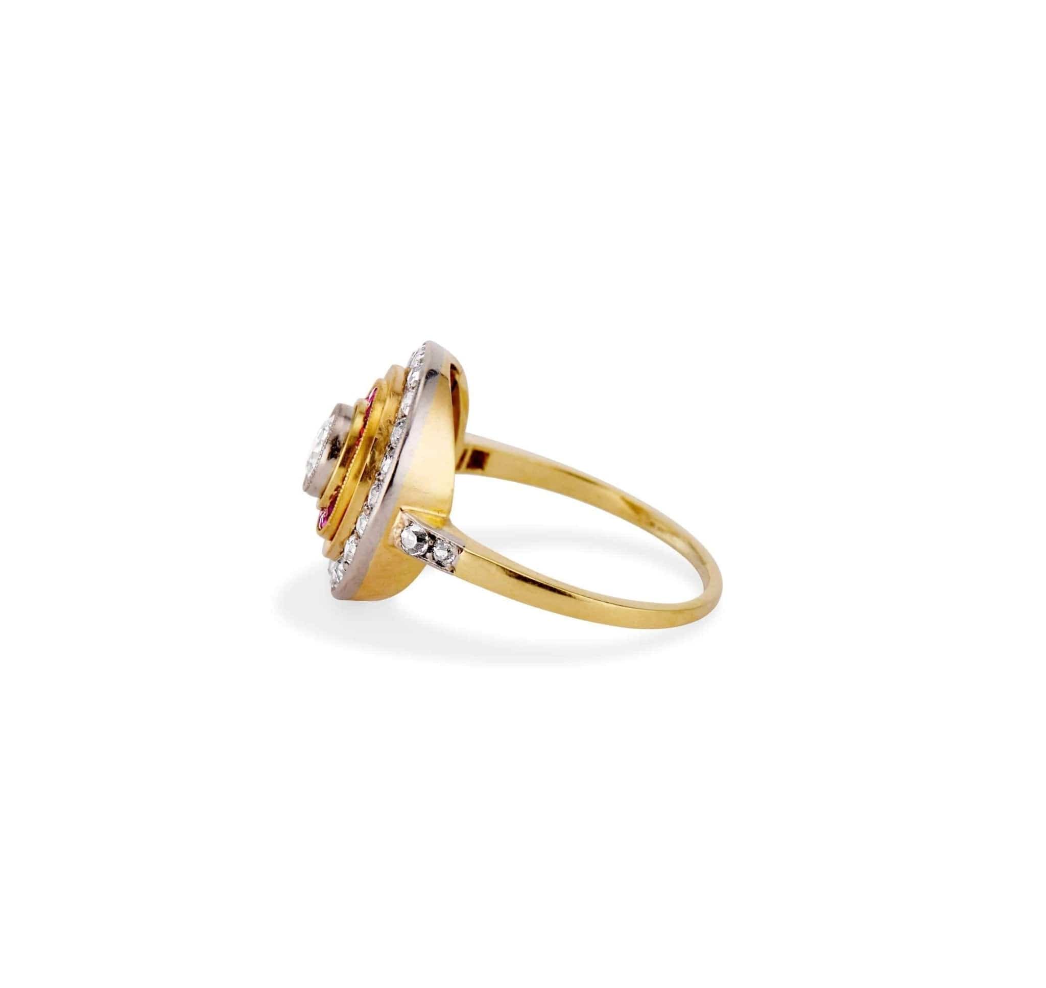 Art Deco Diamond & Ruby Target Ring - Image 3