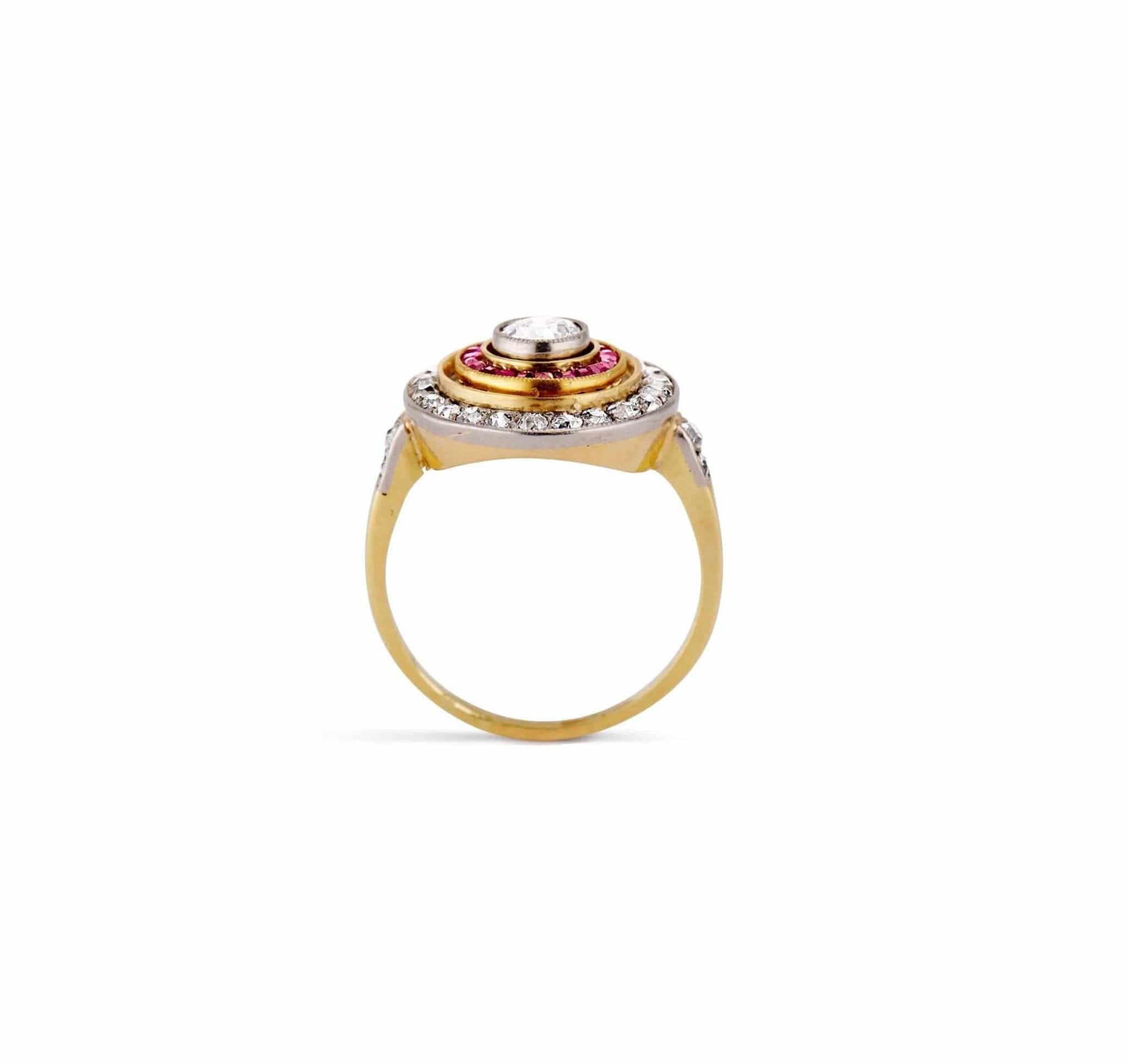 Art Deco Diamond & Ruby Target Ring - Image 4